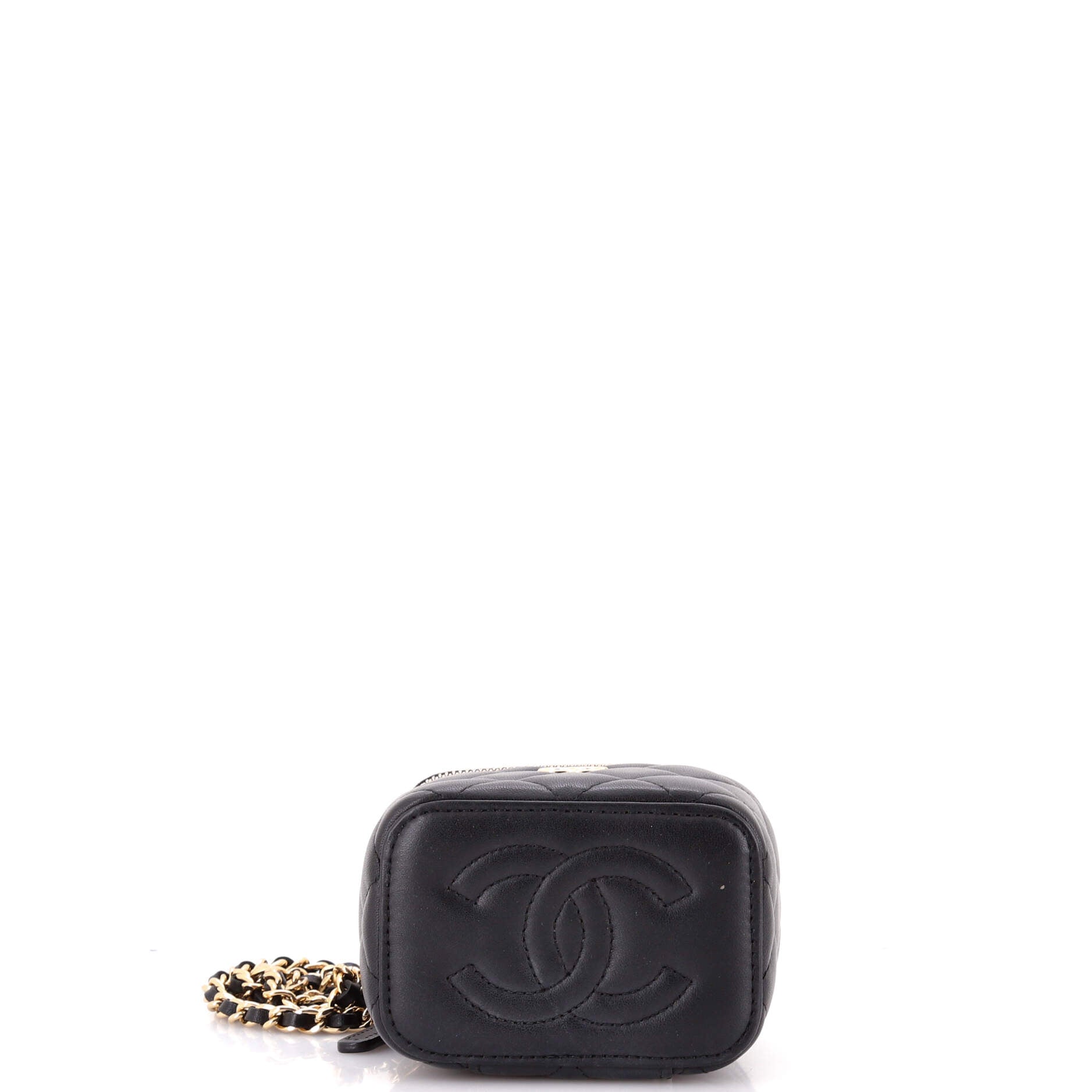 Classic Top Handle Vanity Case with Chain Quilted Lambskin Mini