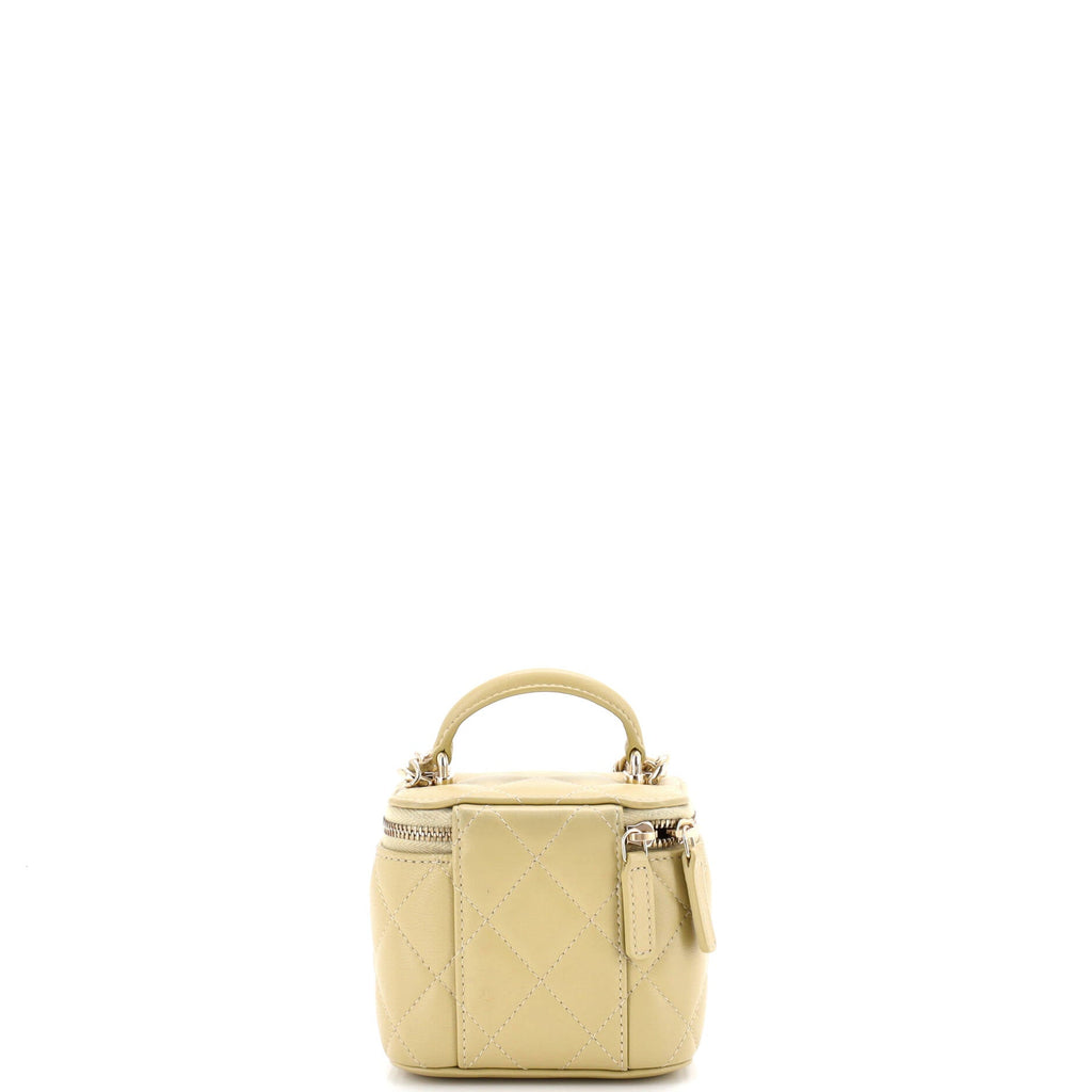 Classic Top Handle Vanity Case with Chain Quilted Lambskin Mini