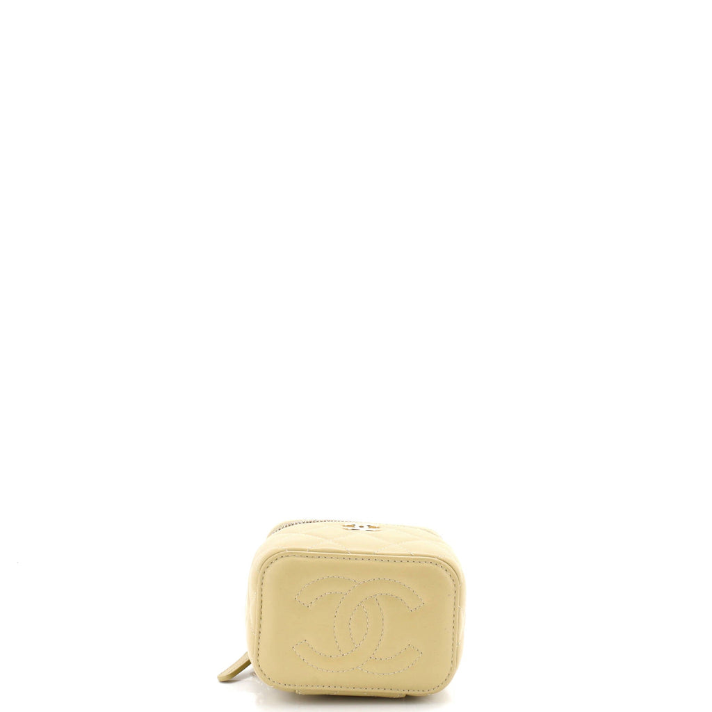 Classic Top Handle Vanity Case with Chain Quilted Lambskin Mini
