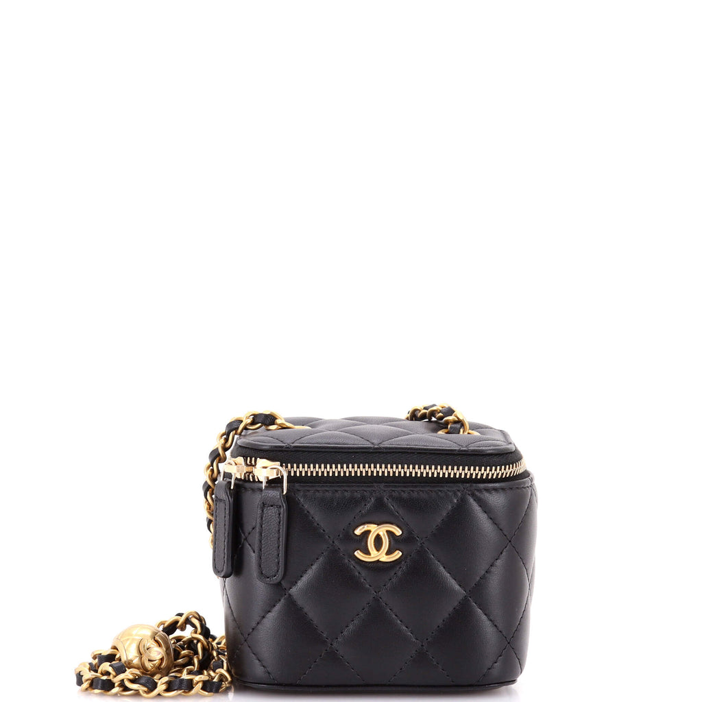 Pearl Crush Vanity Case with Chain Quilted Lambskin Mini