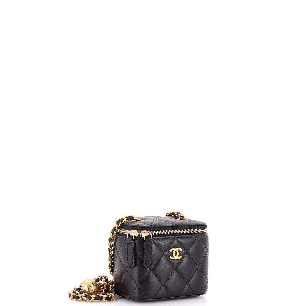 Pearl Crush Vanity Case with Chain Quilted Lambskin Mini