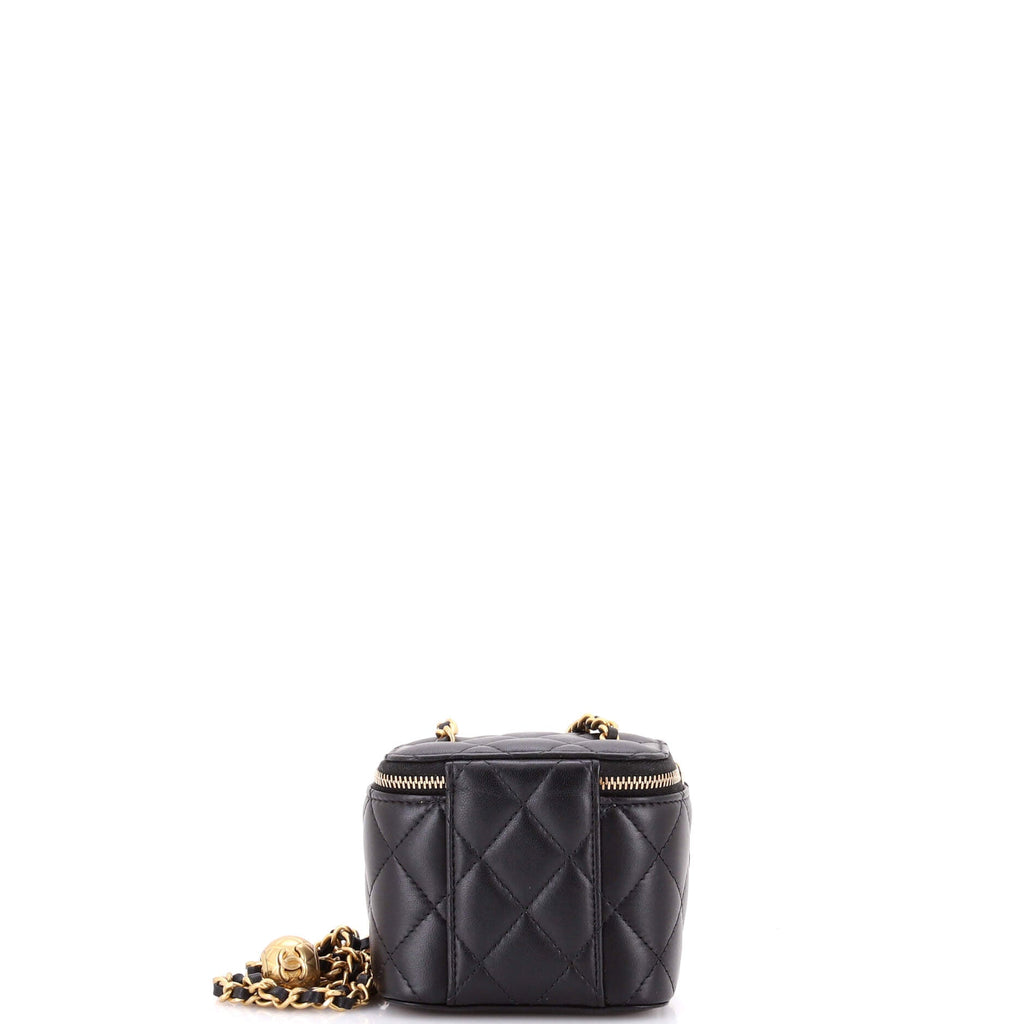 Pearl Crush Vanity Case with Chain Quilted Lambskin Mini