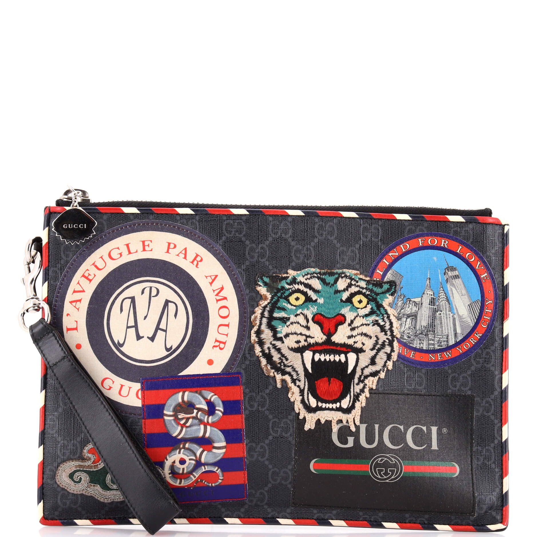 Night Courrier Pouch GG Coated Canvas with Applique