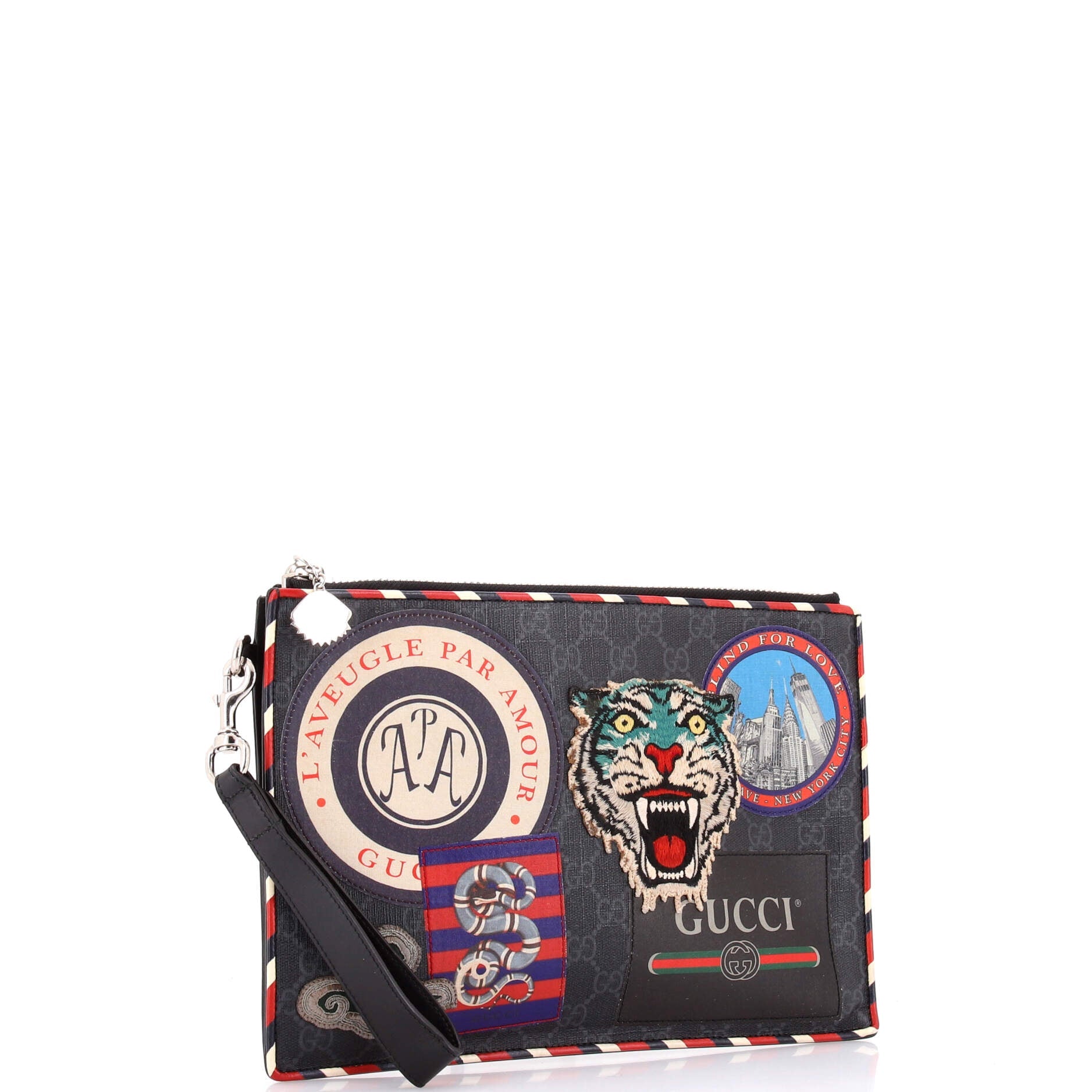 Night Courrier Pouch GG Coated Canvas with Applique