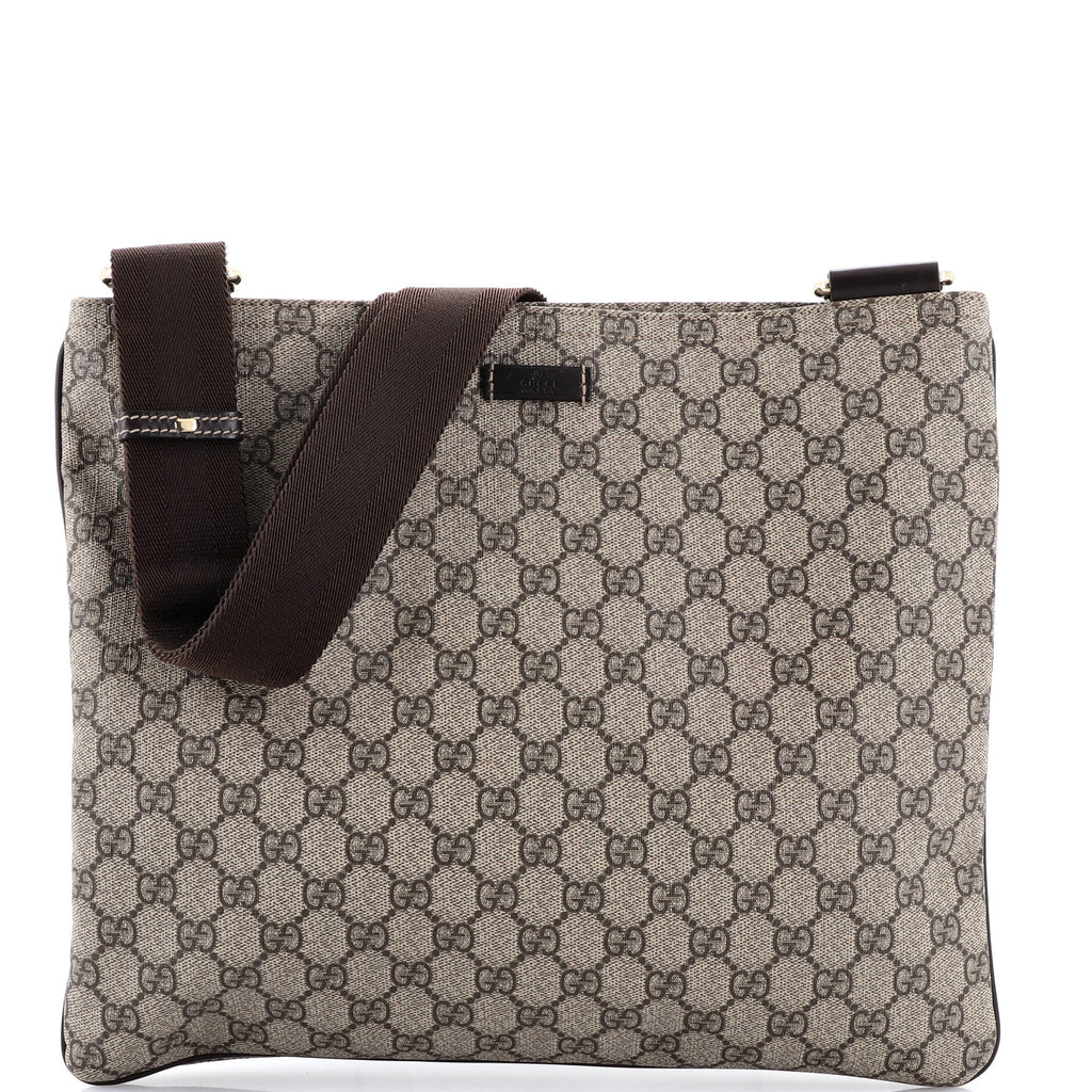 Zip Top Messenger Bag GG Coated Canvas Large
