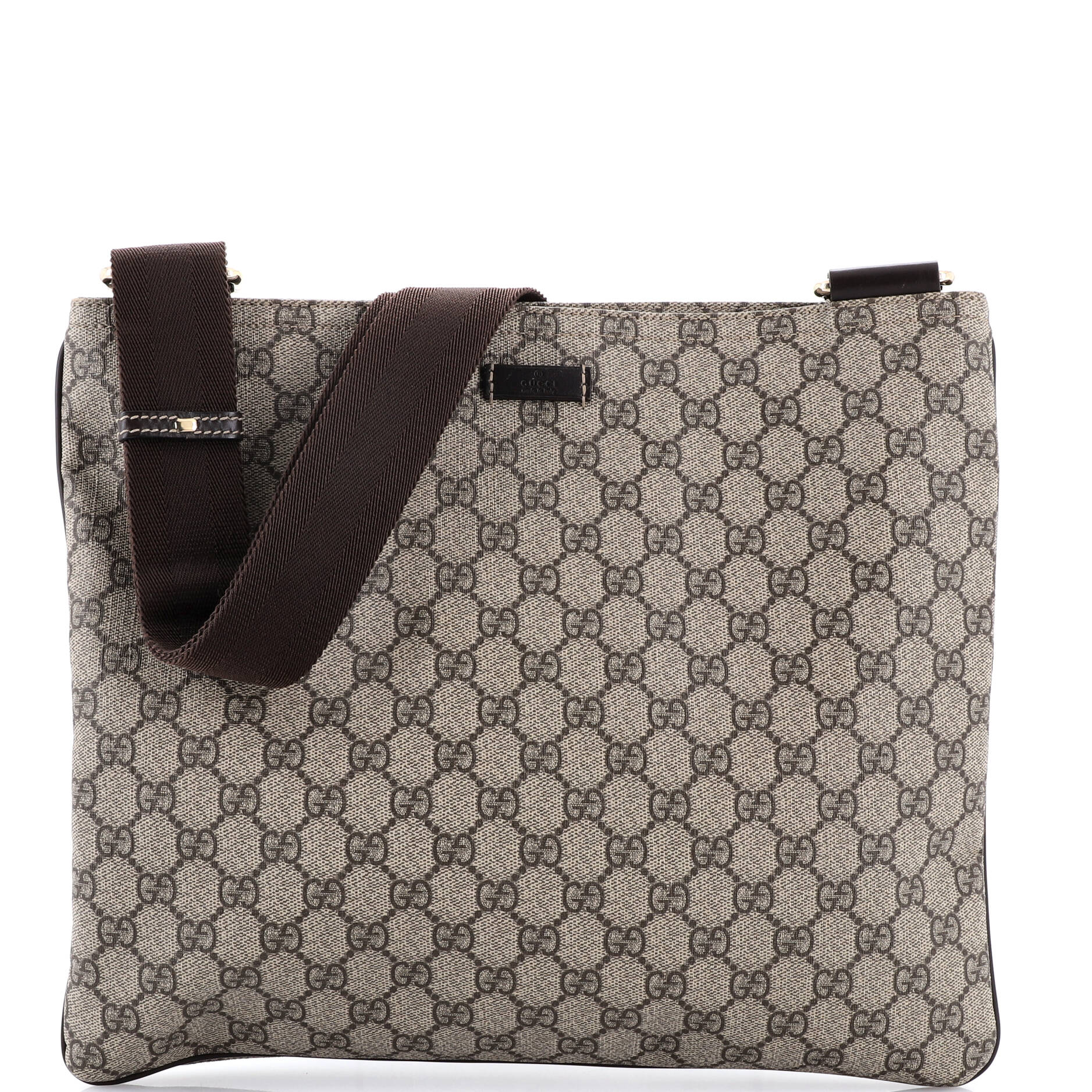 Zip Top Messenger Bag GG Coated Canvas Large