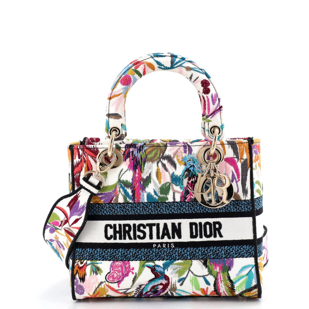 Lady D-Lite Bag Embroidered Canvas Medium