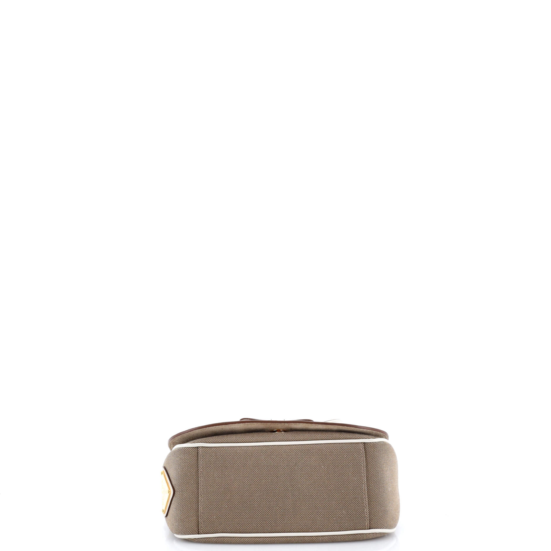 Logo Saddle Flap Bag Canvas with Leather Small