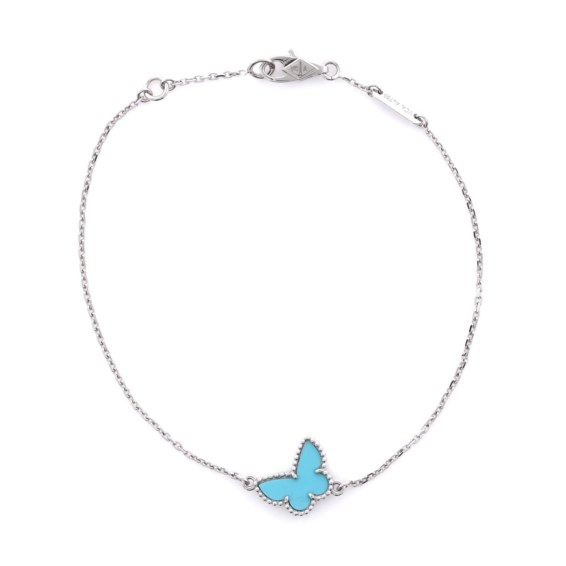 Sweet Alhambra Butterfly Bracelet 18K White Gold and Turquoise