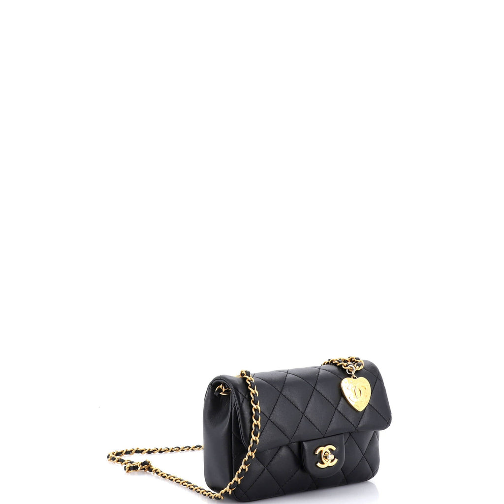 Heart Charms Flap Bag Quilted Lambskin Mini