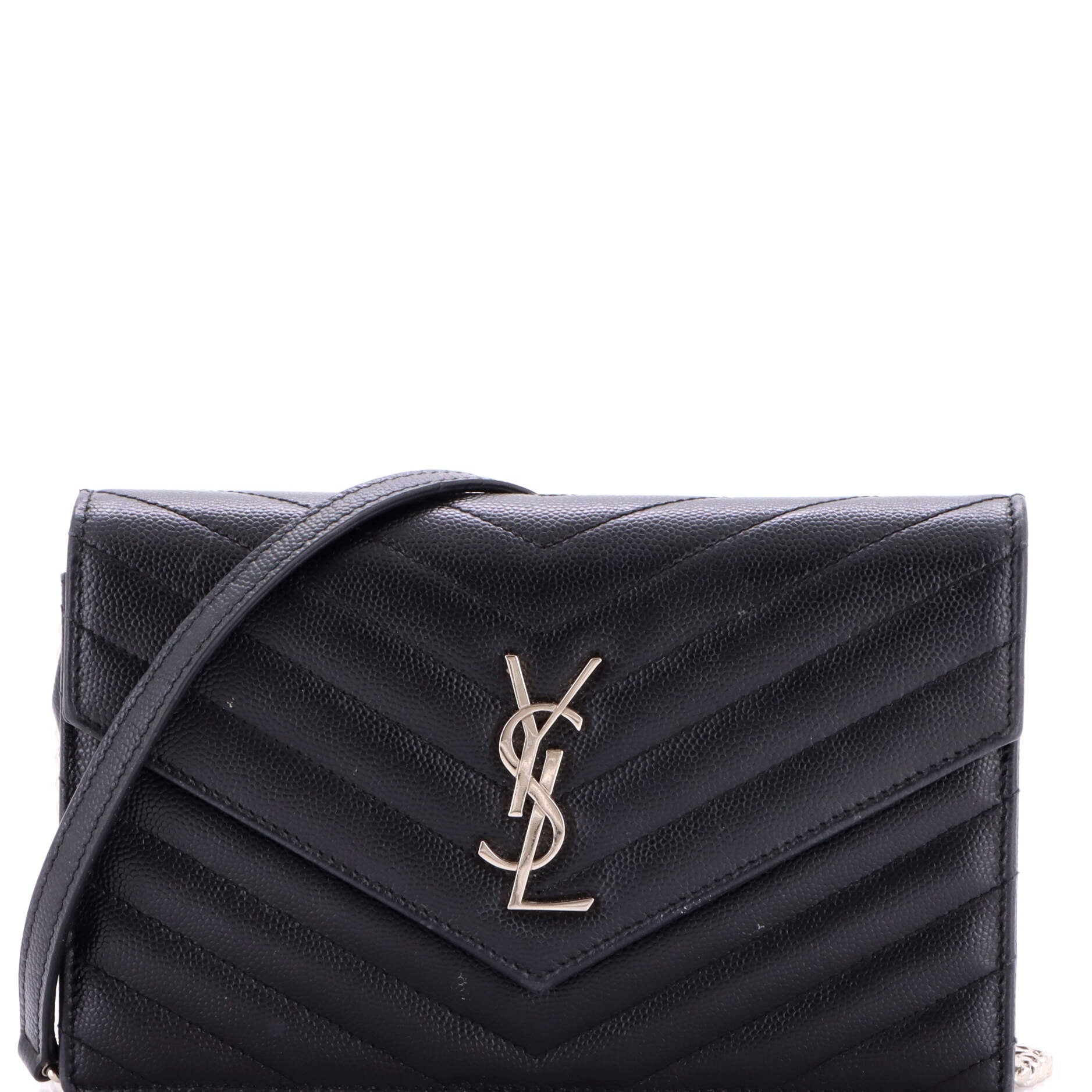 Classic Monogram Wallet on Chain Matelasse Chevron Leather Small