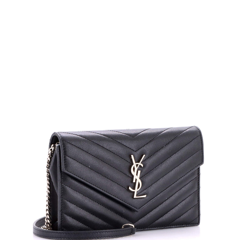 Classic Monogram Wallet on Chain Matelasse Chevron Leather Small