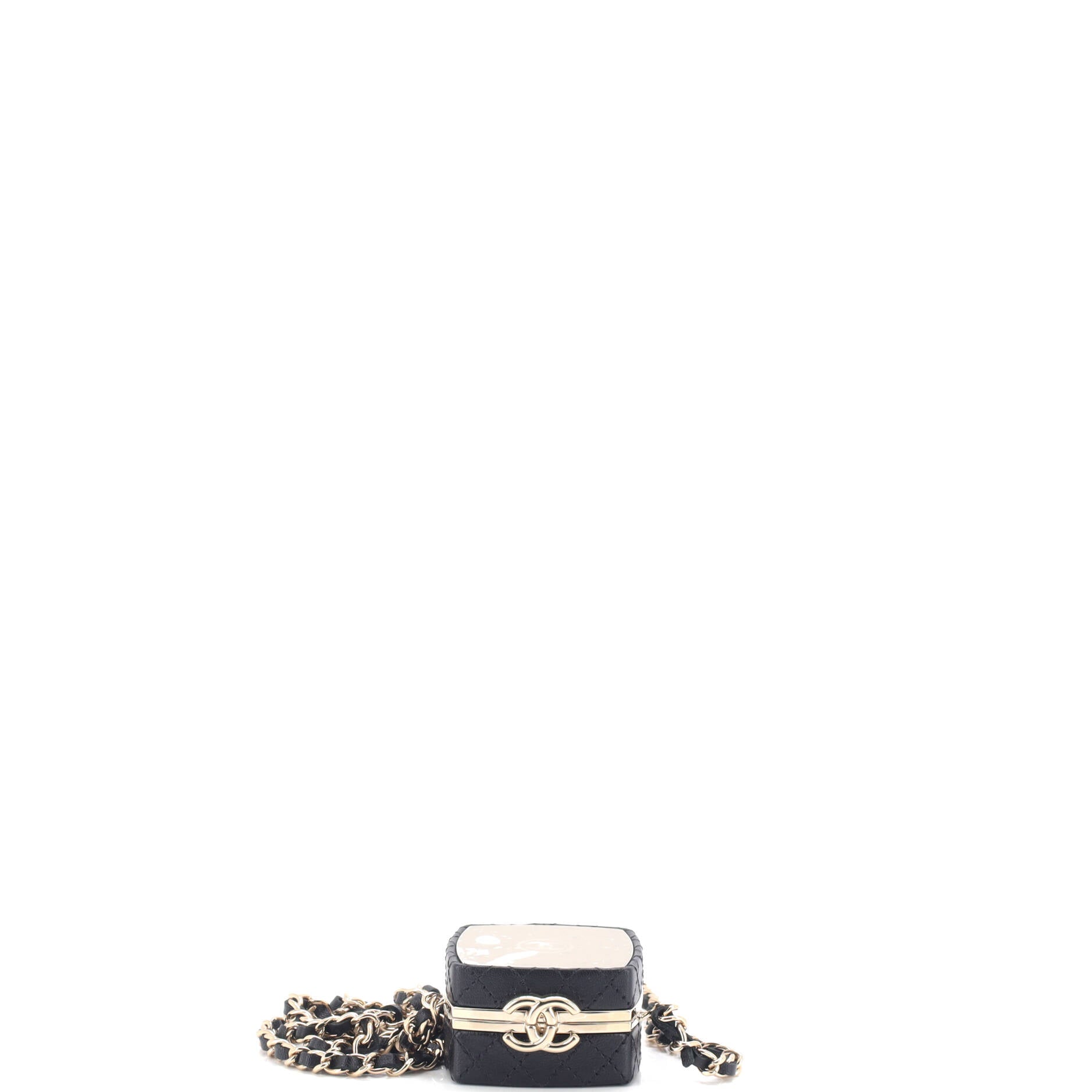 CC Make-Up Box Clutch with Chain Quilted Lambskin and Metal Mini