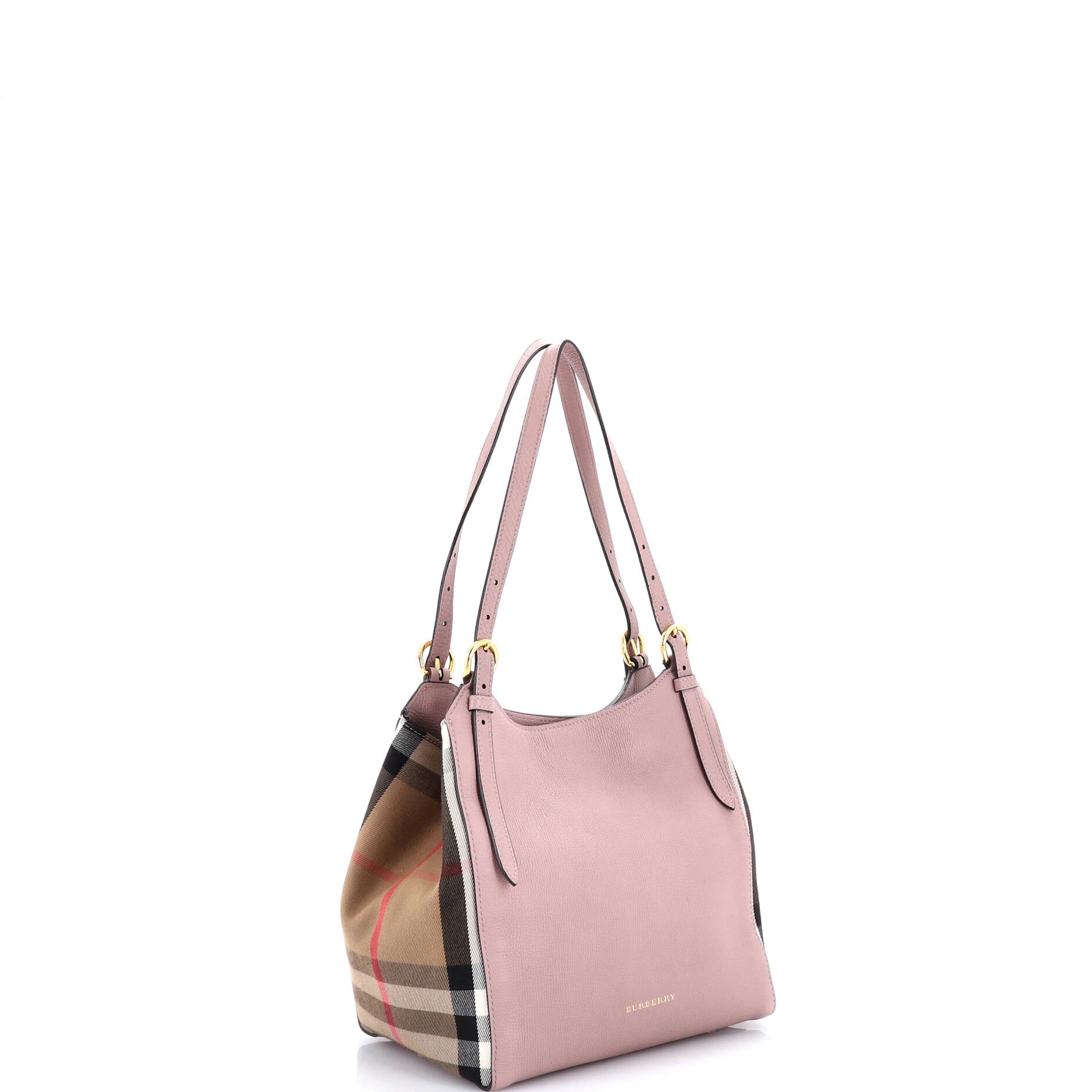 Canterbury Tote Leather and House Check Canvas Small