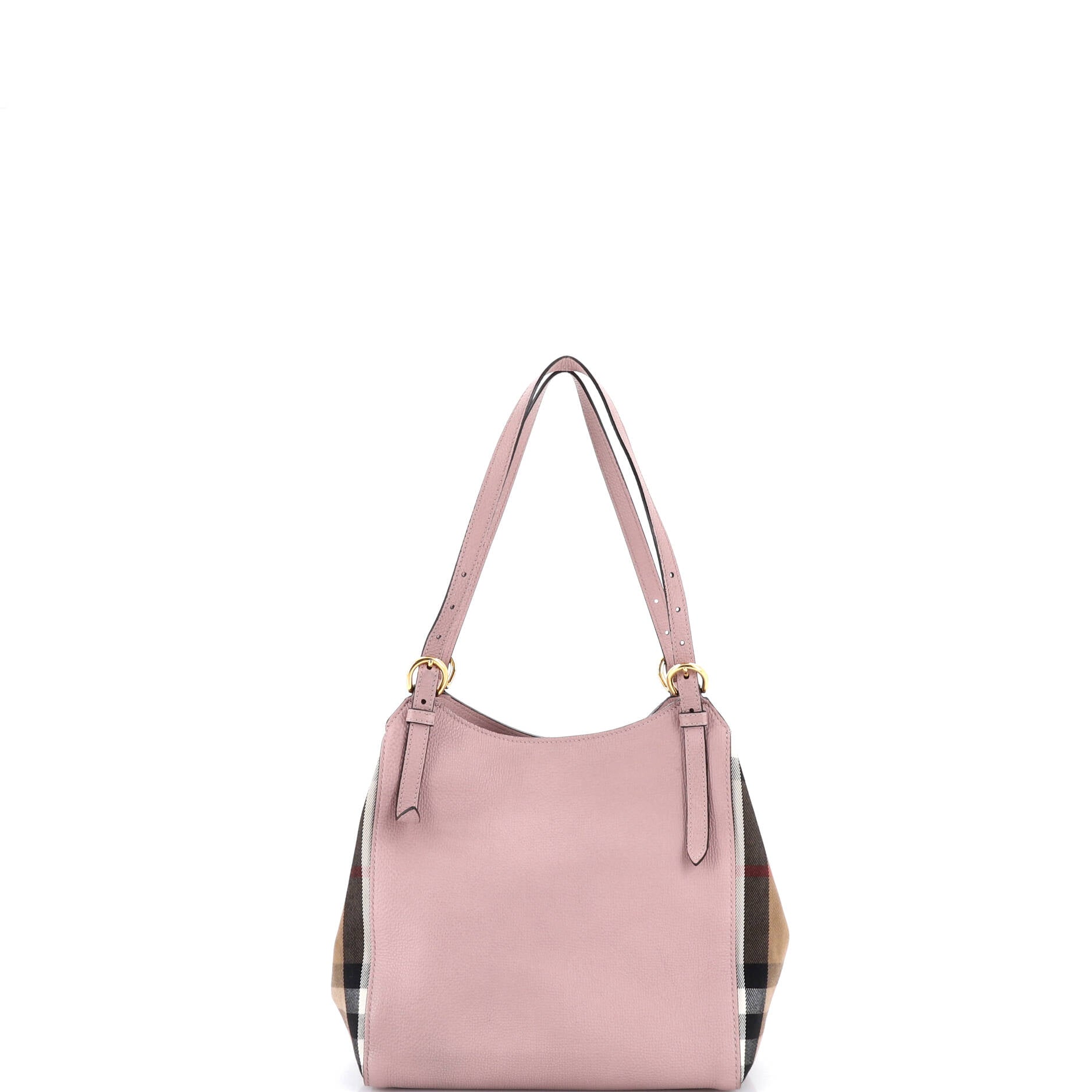 Canterbury Tote Leather and House Check Canvas Small