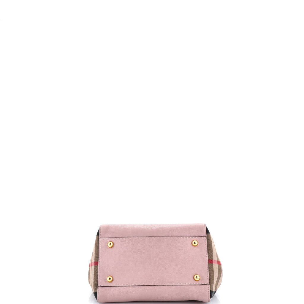 Canterbury Tote Leather and House Check Canvas Small