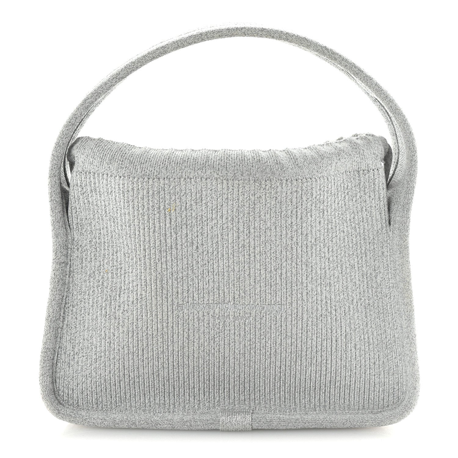 Metallic Ribbed Knit Small Ryan Bag Silver