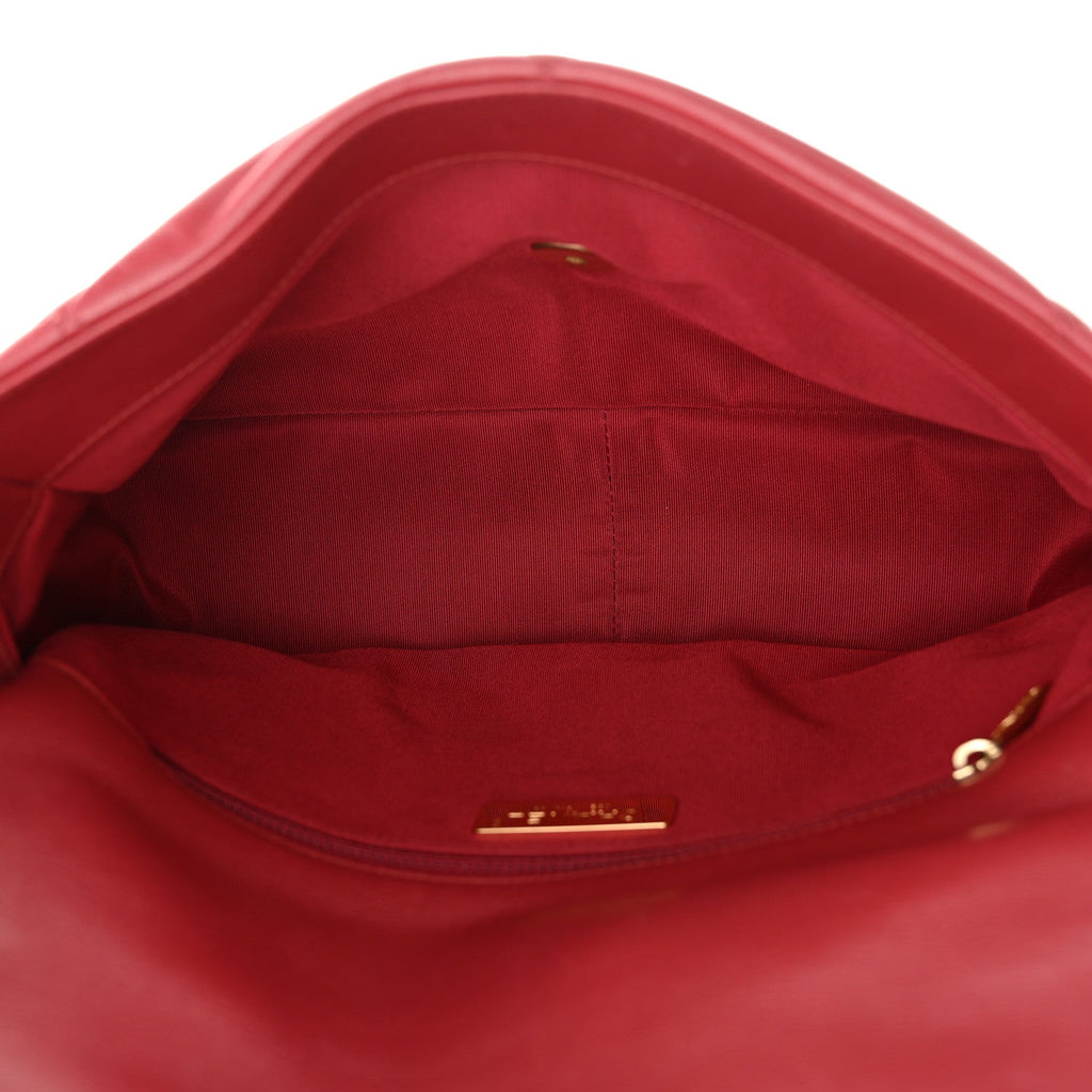 Lambskin Quilted Large Chanel 19 Flap Red