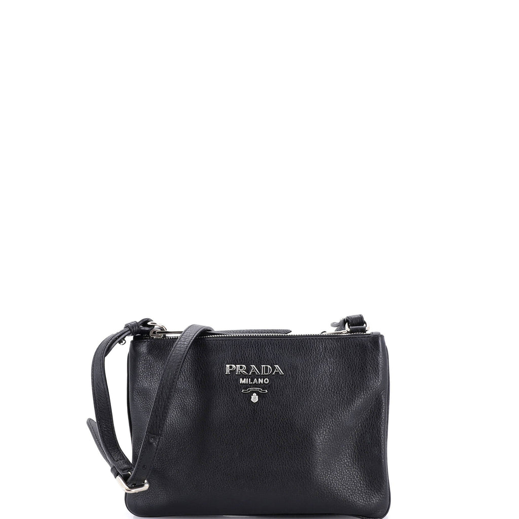 Double Zip Crossbody Bag Vitello Daino Small