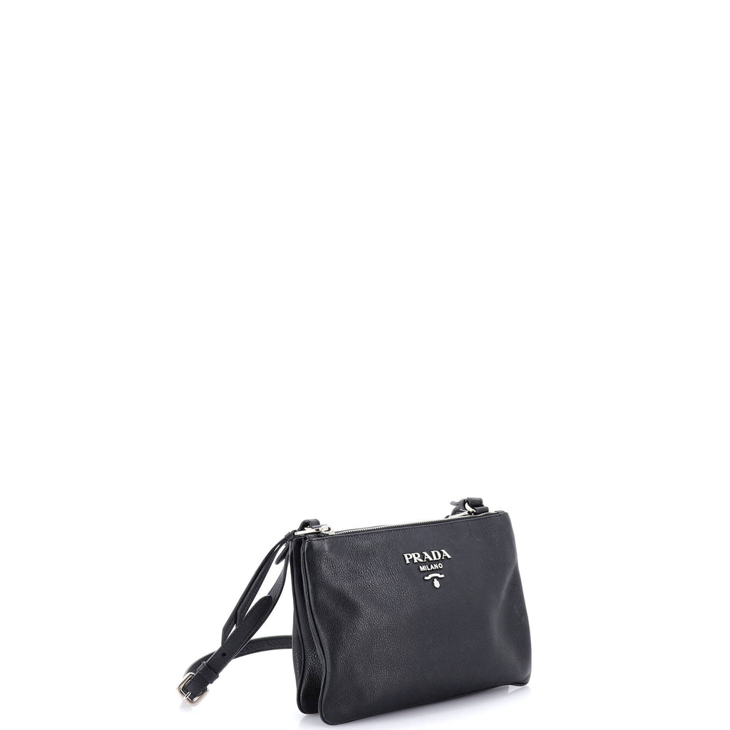Double Zip Crossbody Bag Vitello Daino Small
