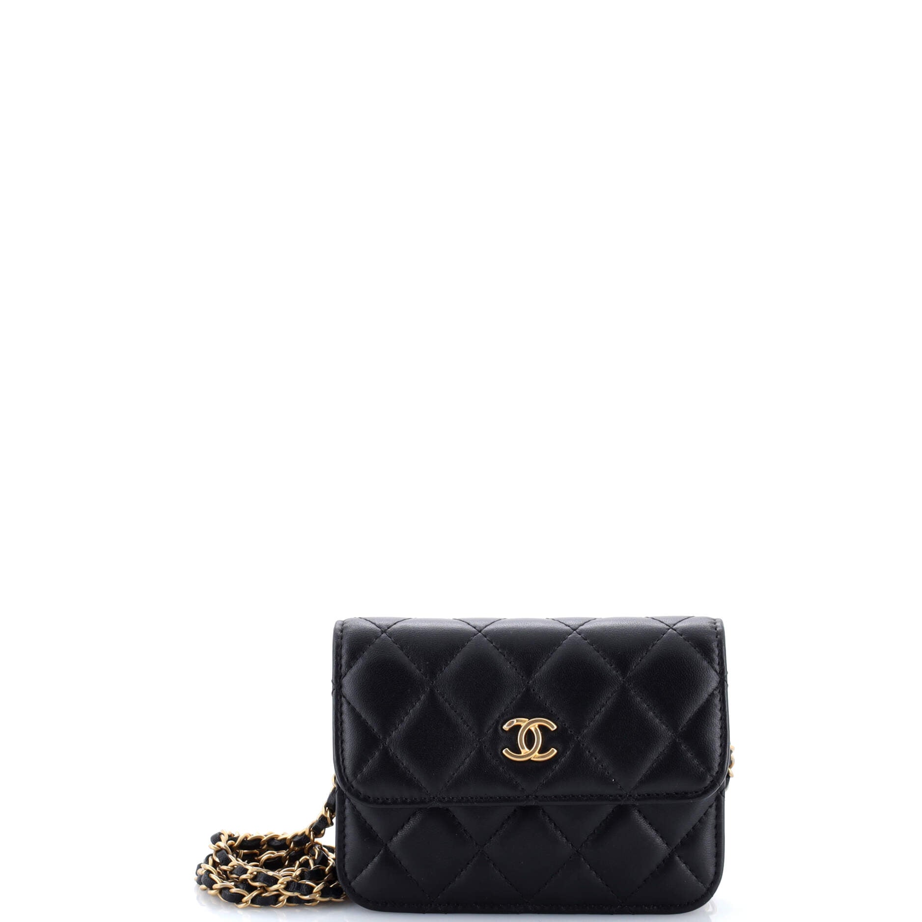Pearl Crush Flap Clutch with Chain Quilted Lambskin Mini