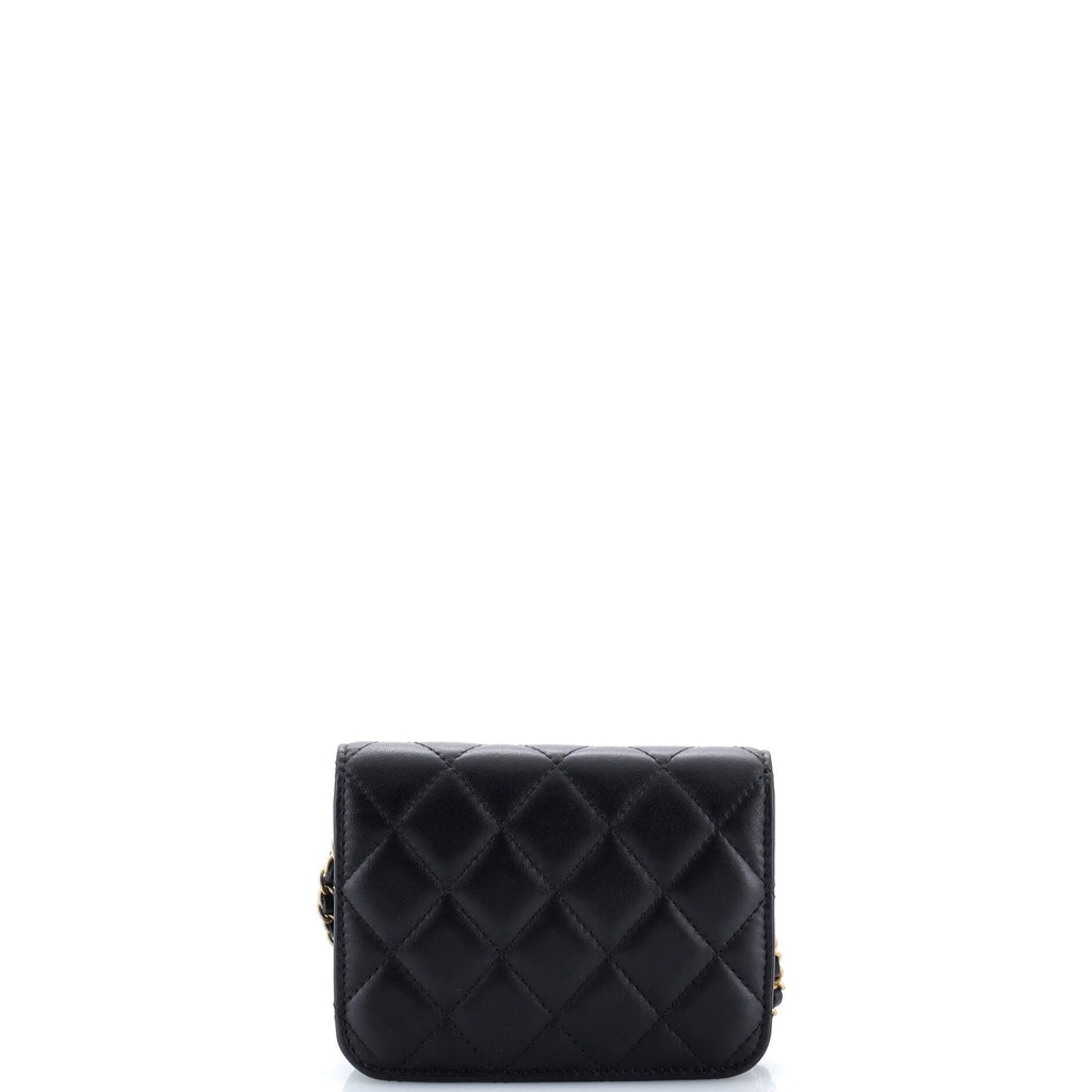 Pearl Crush Flap Clutch with Chain Quilted Lambskin Mini