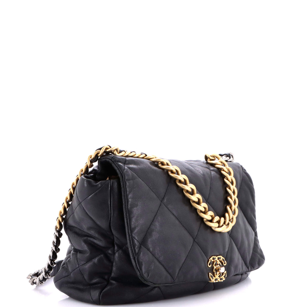 19 Flap Bag Quilted Leather Maxi