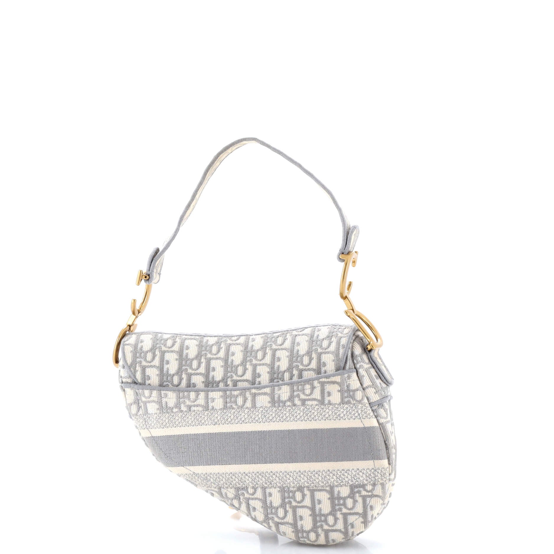 Saddle Handbag Logo Embroidered Oblique Canvas Medium