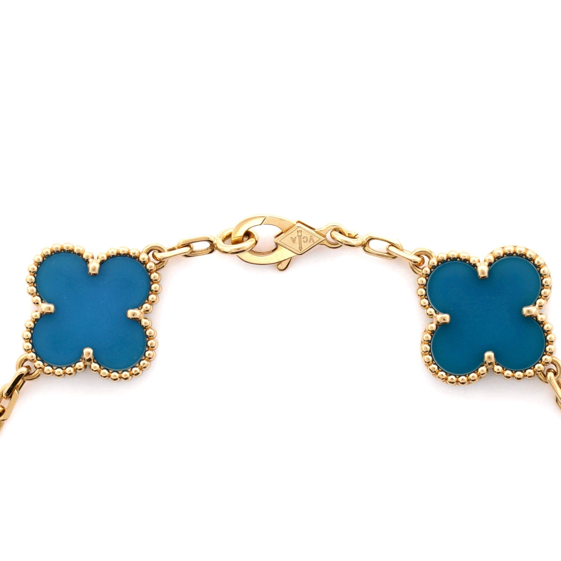 Vintage Alhambra 5 Motifs Bracelet 18K Yellow Gold and Agate