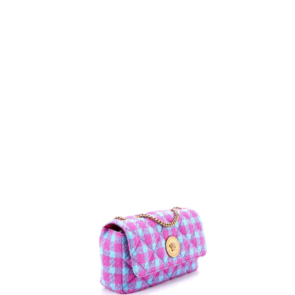 Medusa Icon Chain Flap Bag Quilted Tweed East West