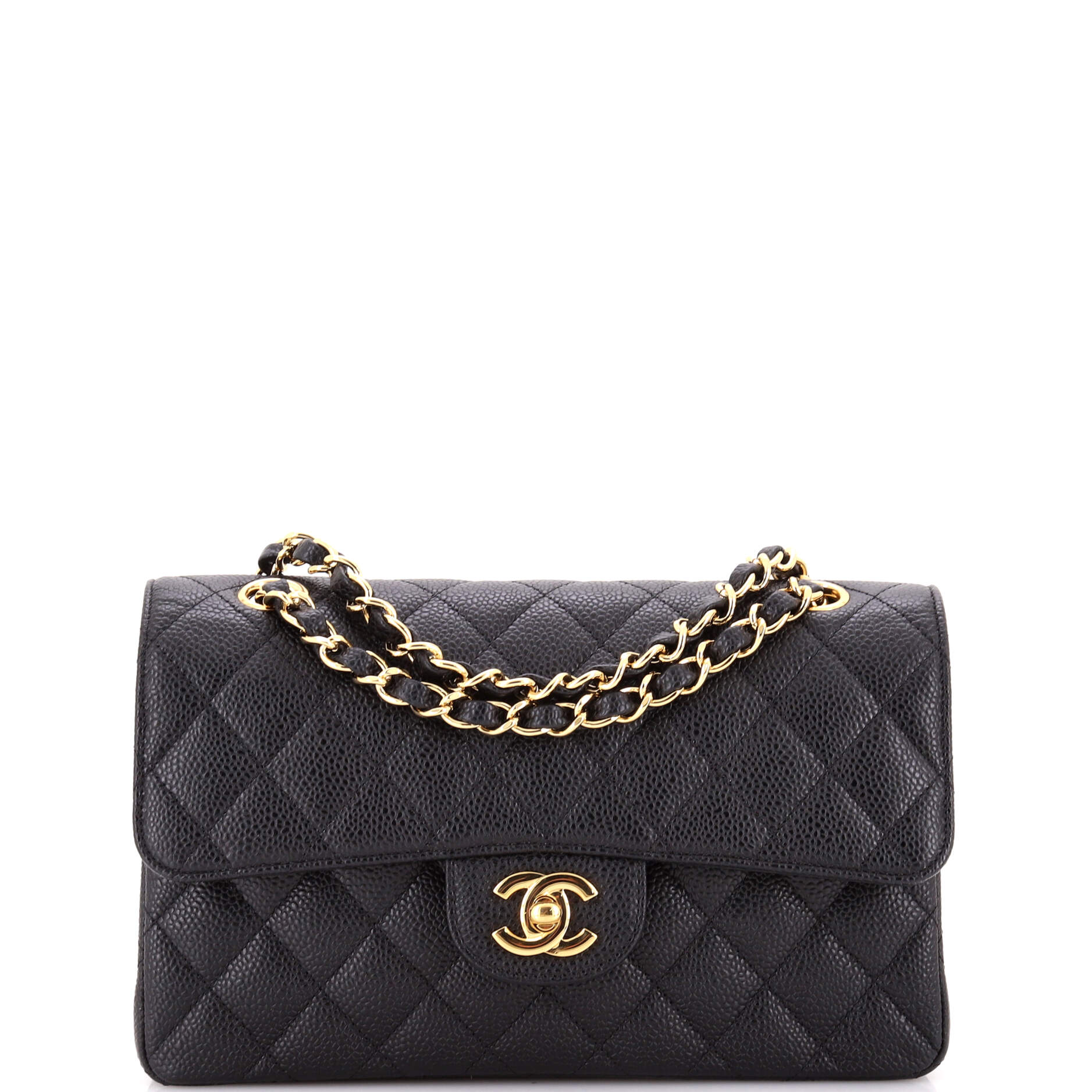 Classic Double Flap Bag Quilted Caviar Small