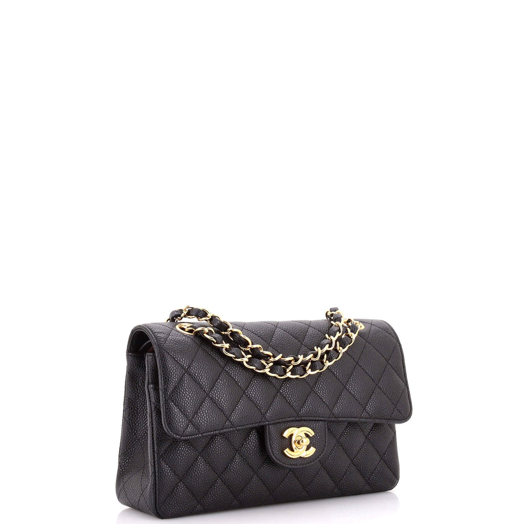 Classic Double Flap Bag Quilted Caviar Small