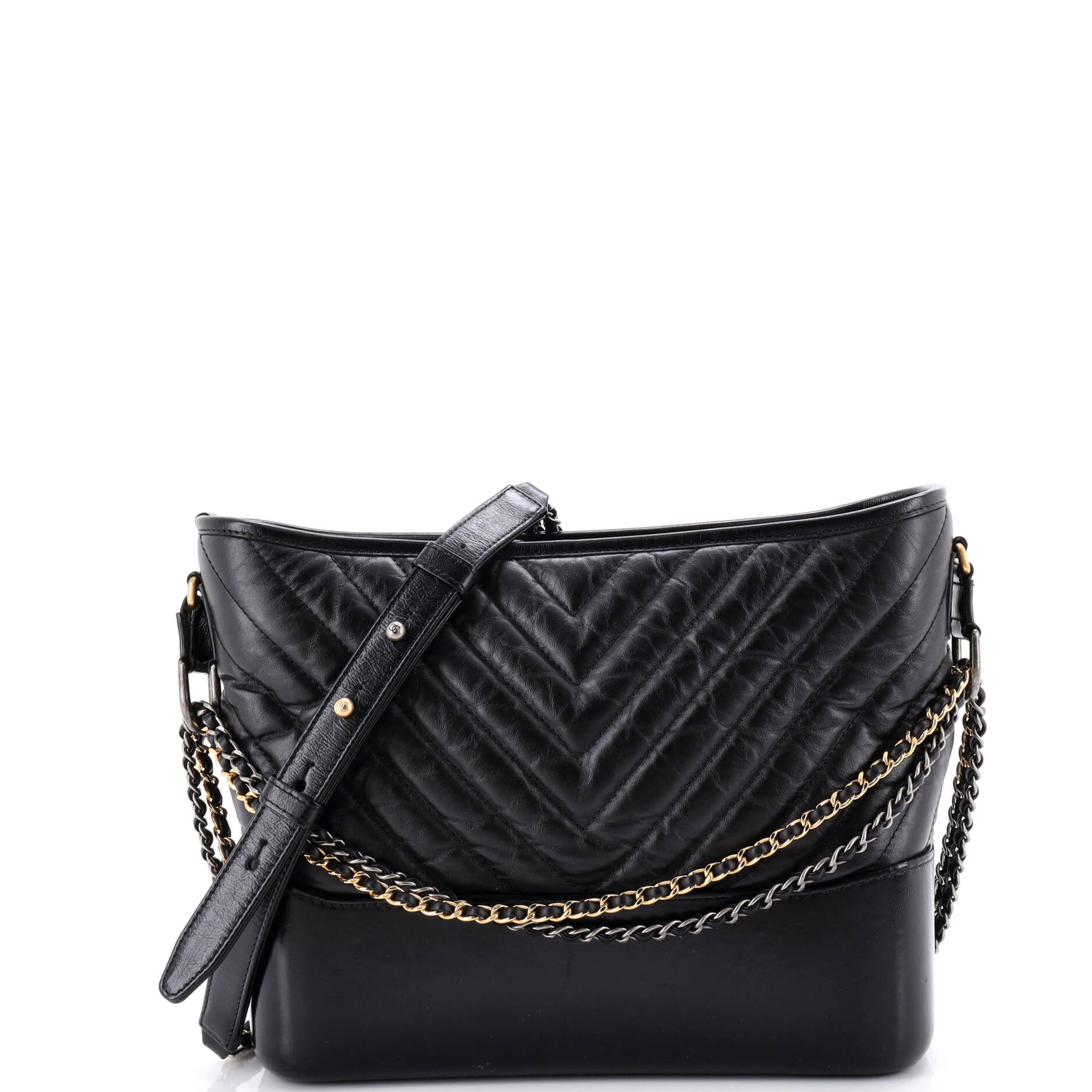 Gabrielle Hobo Chevron Aged Calfskin Medium