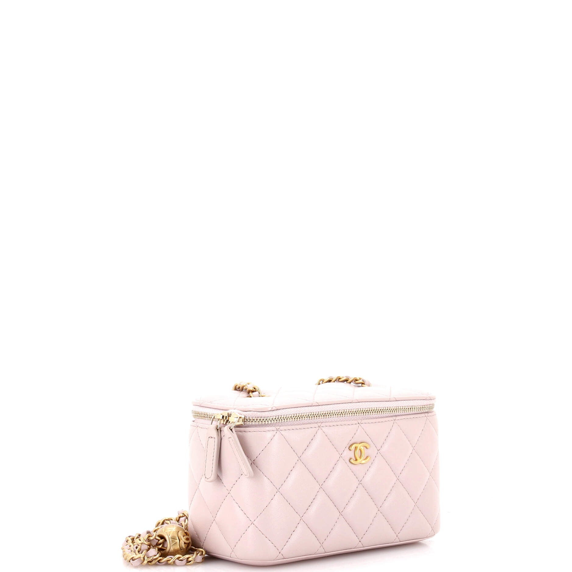 Pearl Crush Vanity Case with Chain Quilted Lambskin Small
