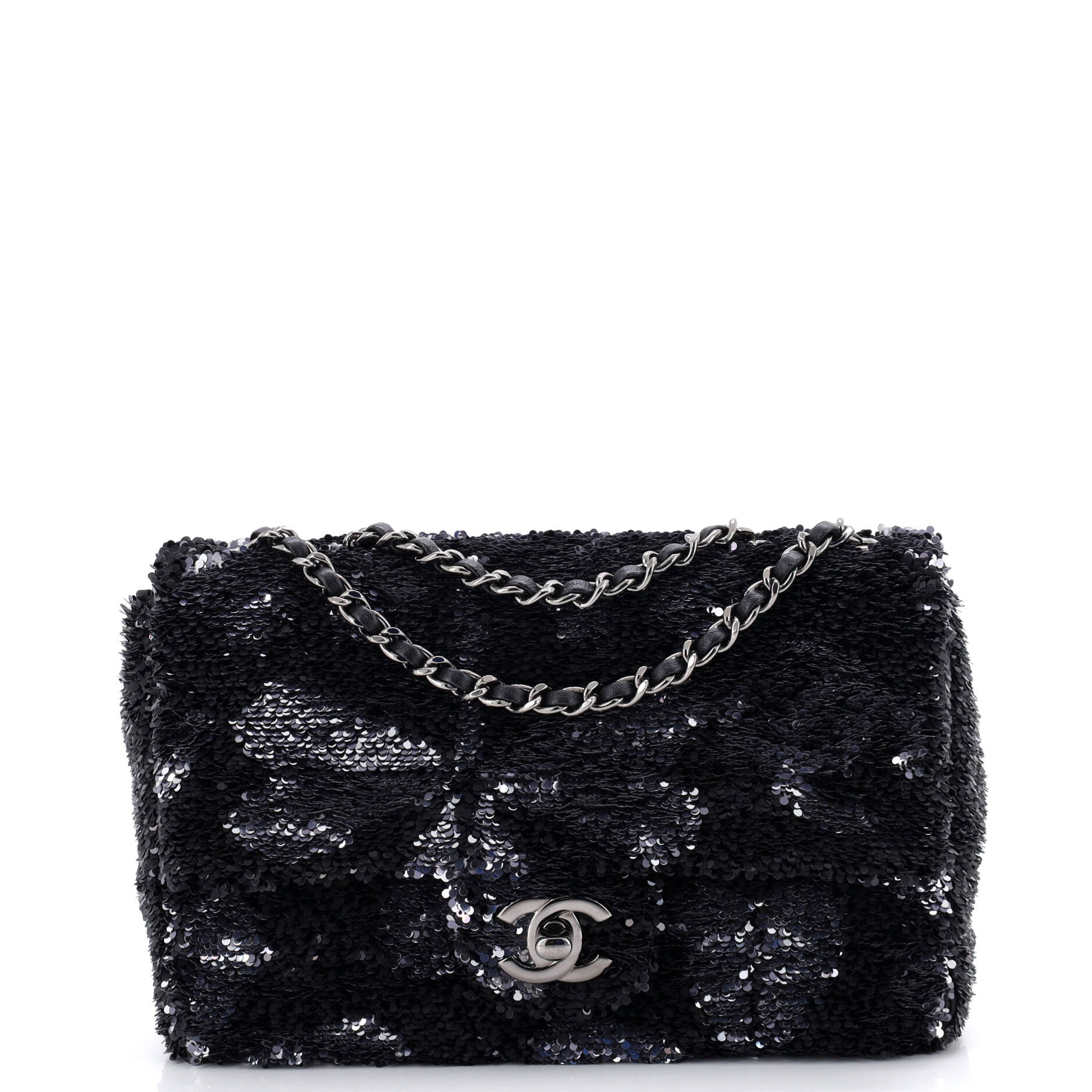 CC Clover Chain Flap Bag Sequins Small