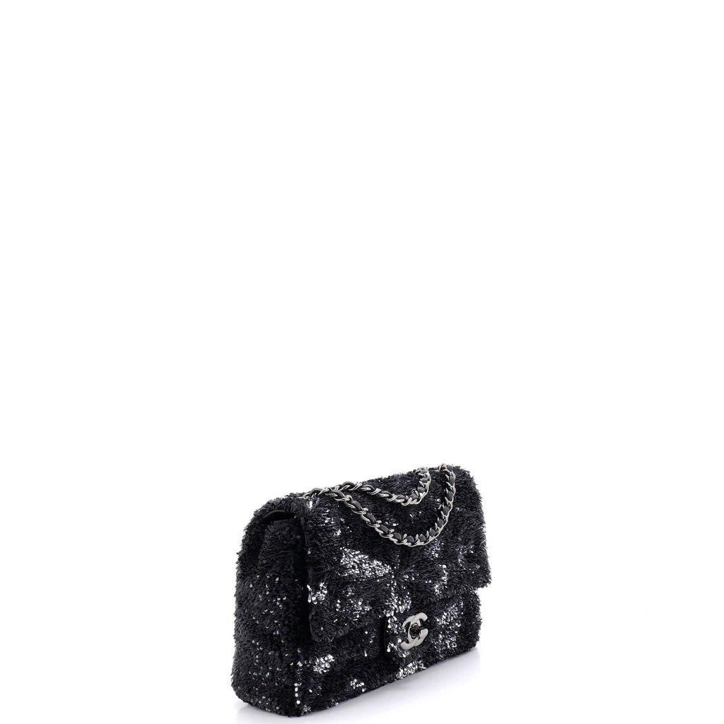 CC Clover Chain Flap Bag Sequins Small