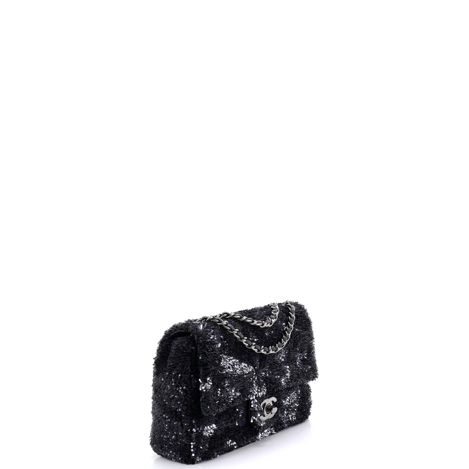 CC Clover Chain Flap Bag Sequins Small