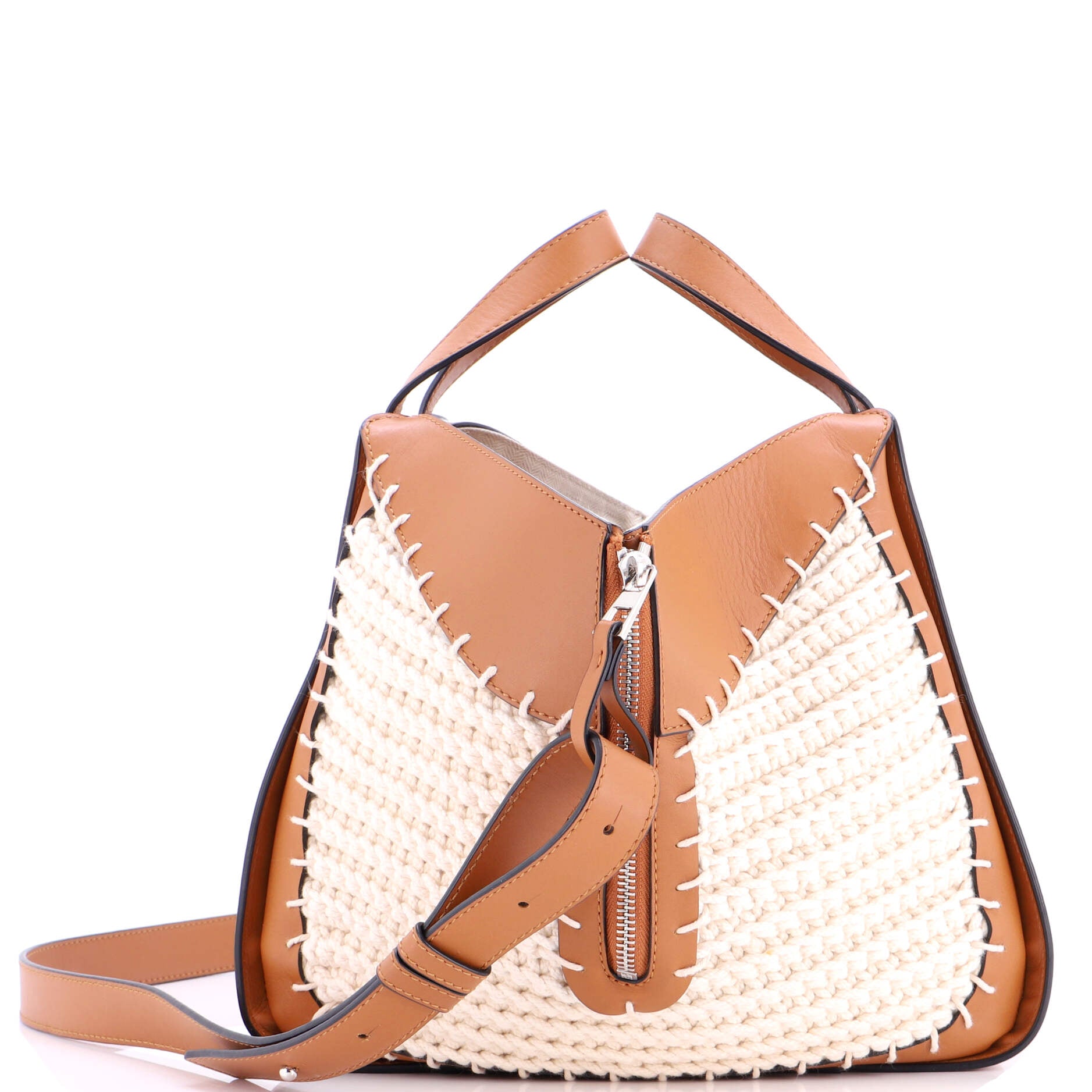 Hammock Bag Leather and Crochet Small