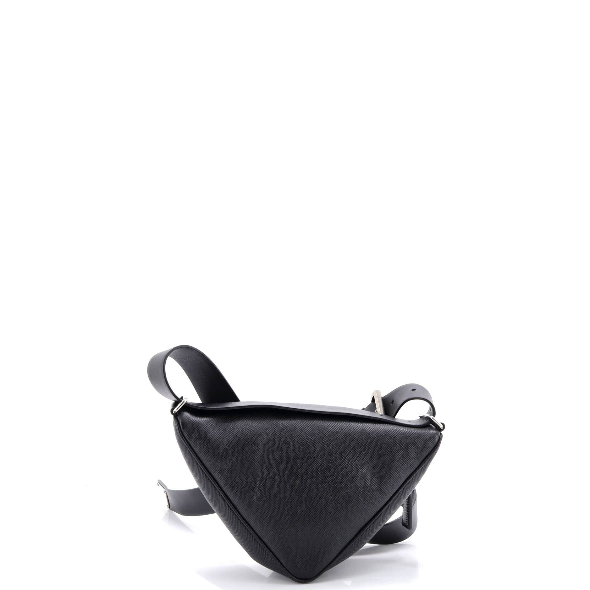 Triangle Logo Zip Around Shoulder Bag Saffiano Leather