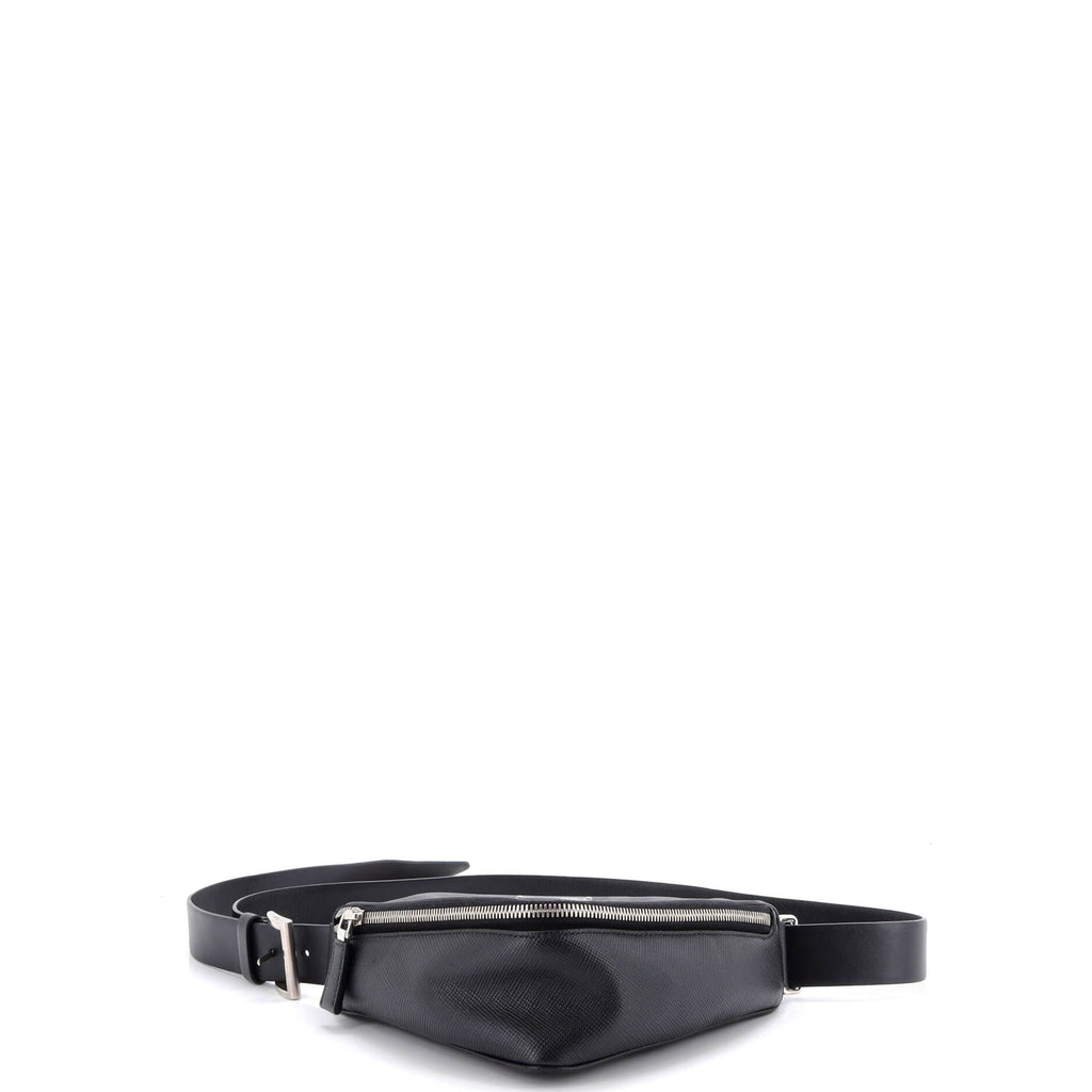 Triangle Logo Zip Around Shoulder Bag Saffiano Leather