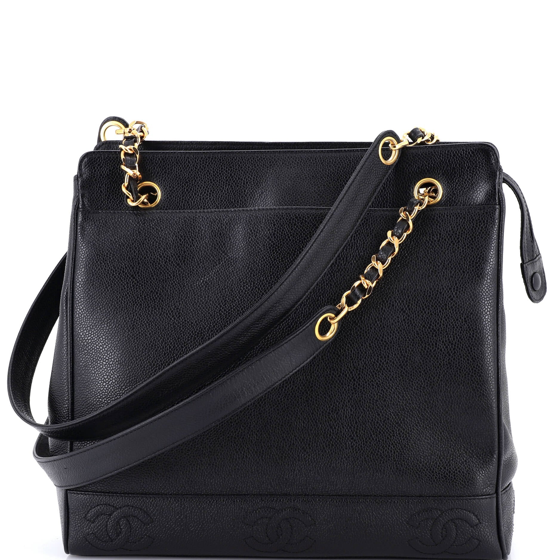 Vintage Stitched CC Shoulder Bag Caviar Medium