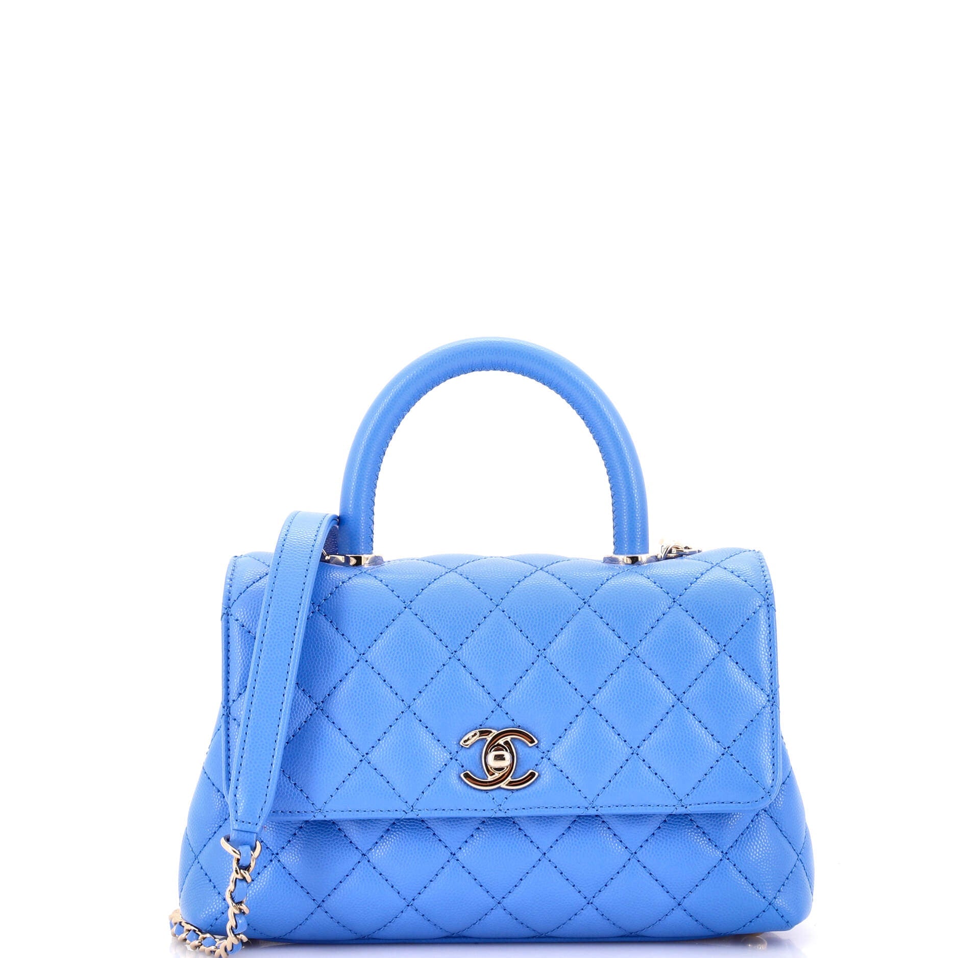 Coco Top Handle Bag Quilted Caviar Mini