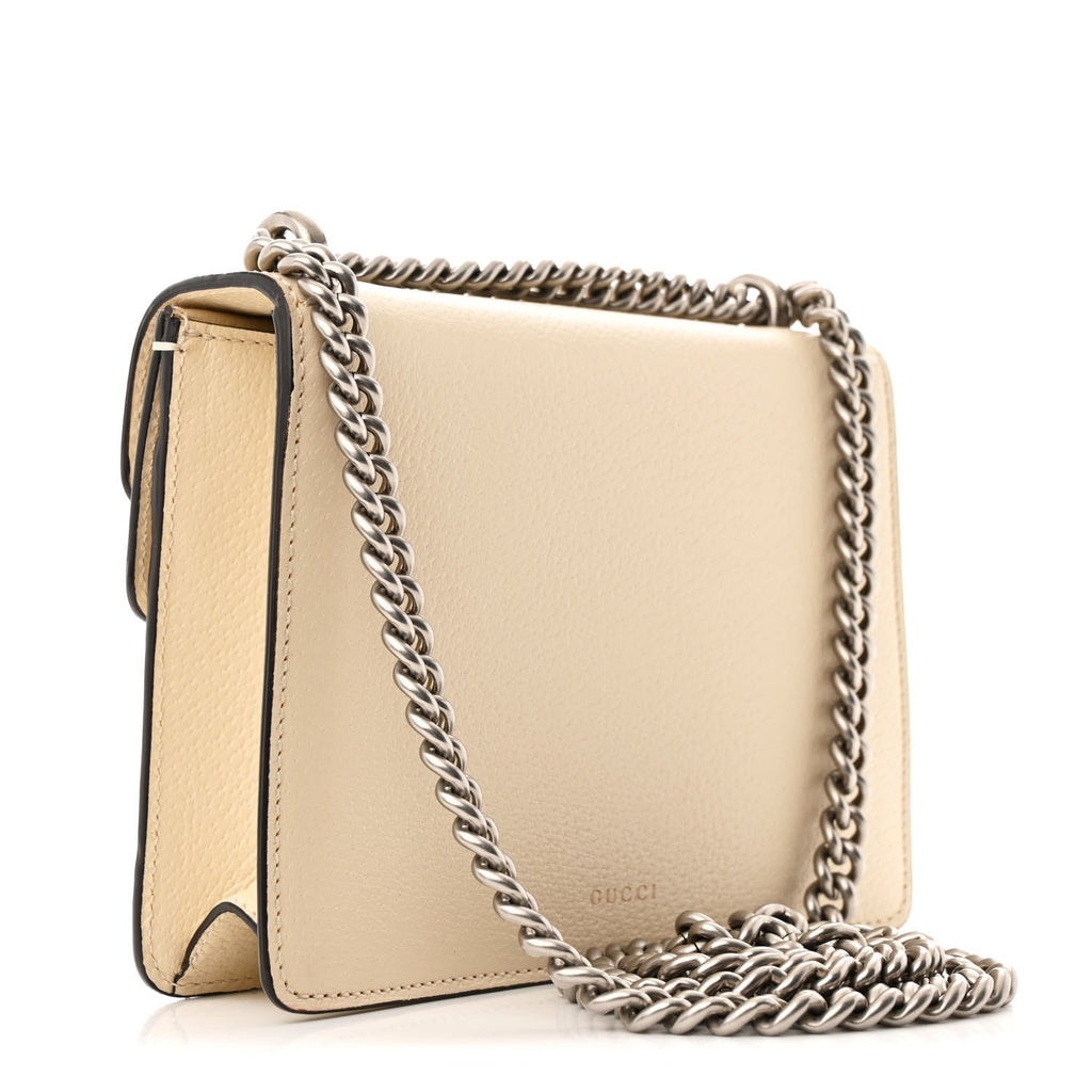 Textured Calfskin Crystal Mini Dionysus Shoulder Bag Mystic White