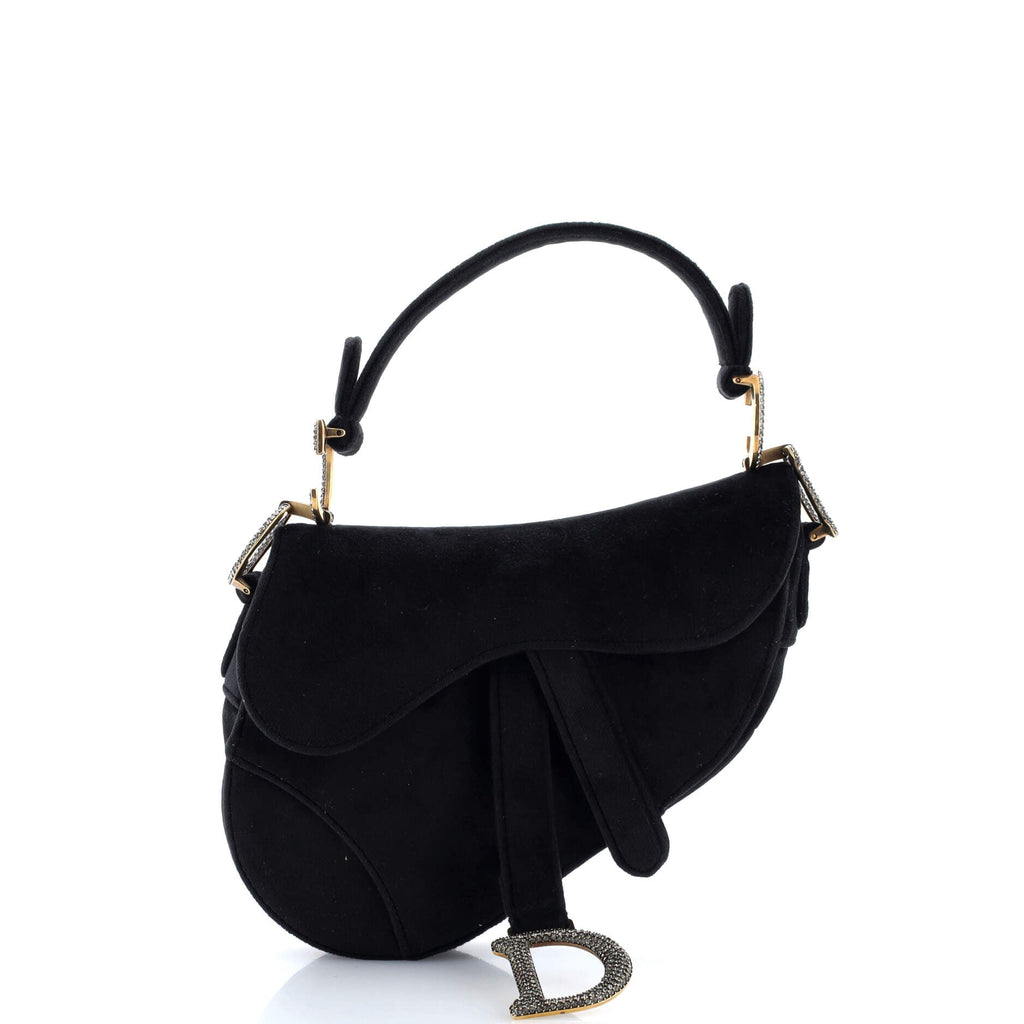 Saddle Handbag Velvet with Crystals Mini