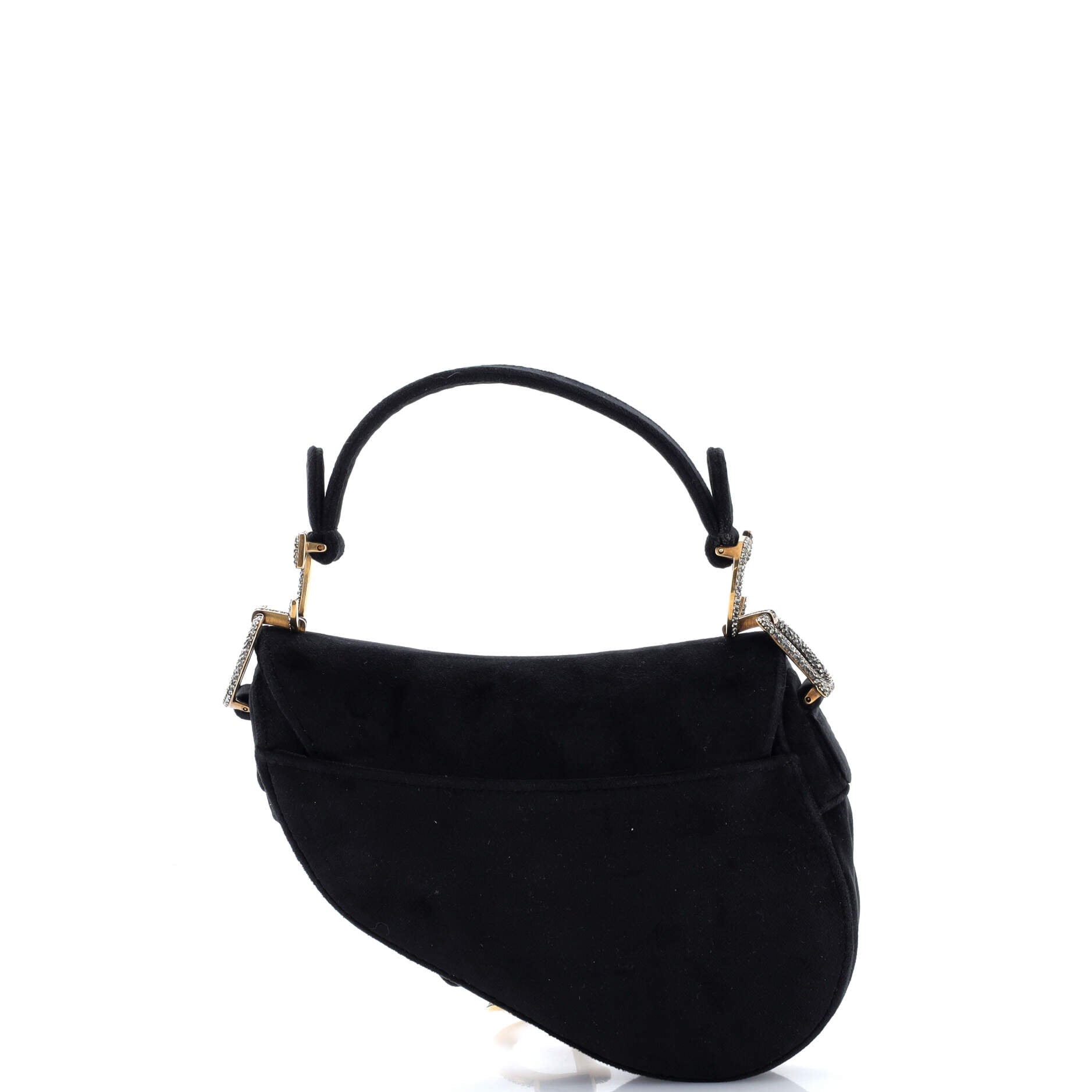 Saddle Handbag Velvet with Crystals Mini