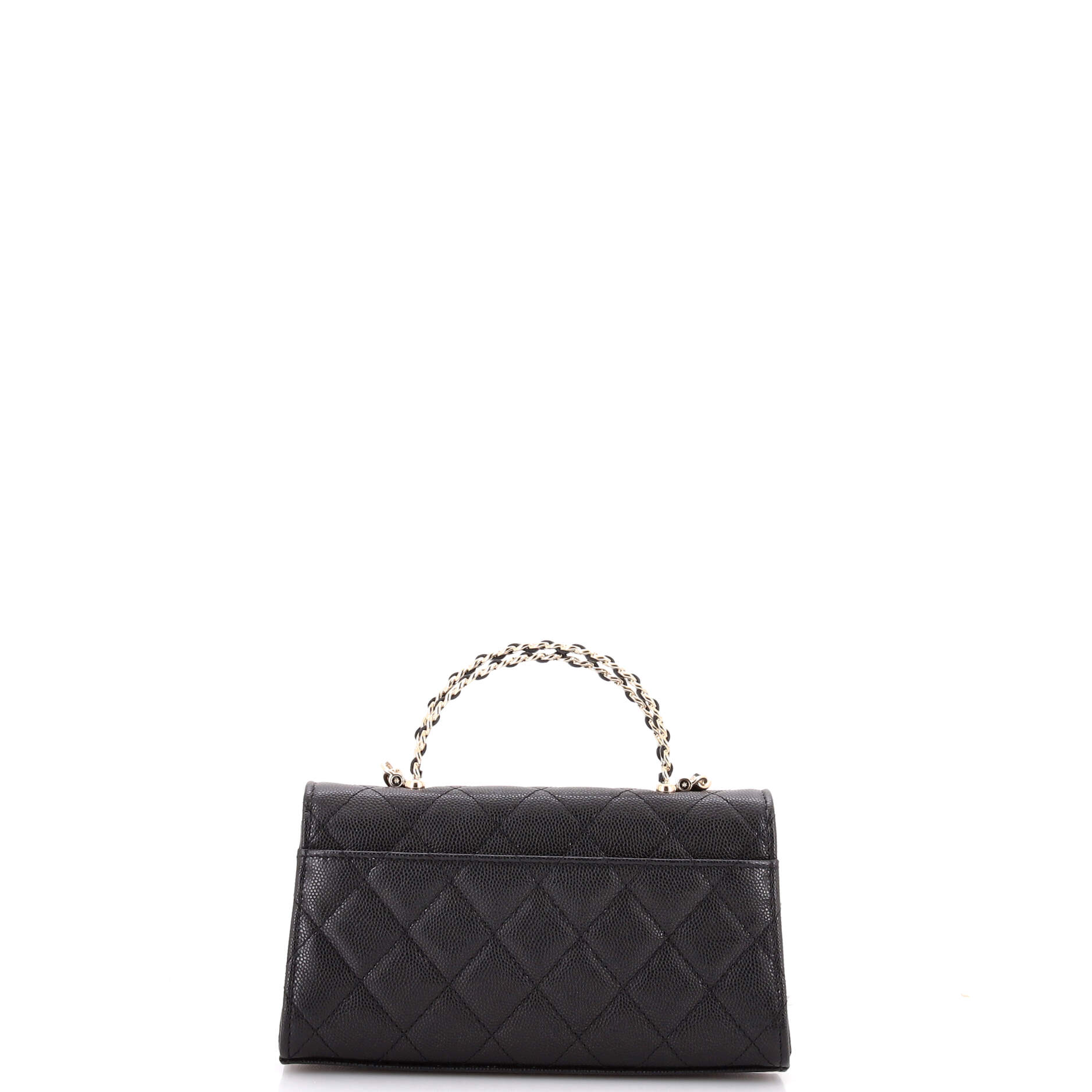 Top Handle Phone Holder with Chain Quilted Caviar
