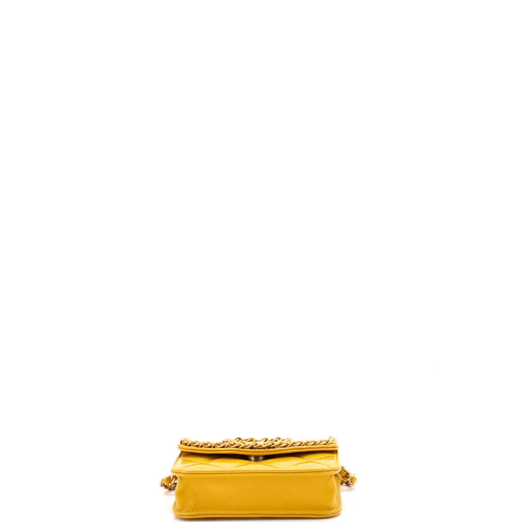 Heart Chain Flap Bag Quilted Patent Mini