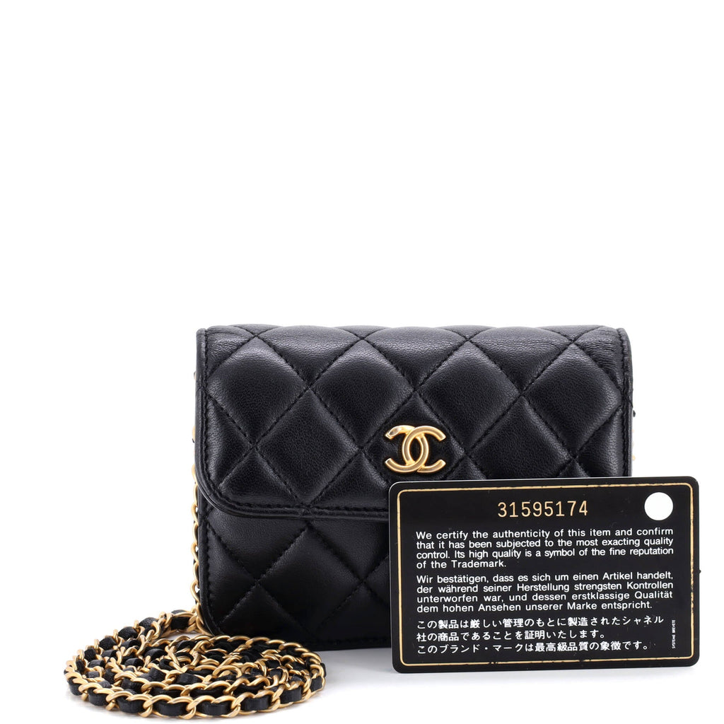 Pearl Crush Flap Clutch with Chain Quilted Lambskin Mini