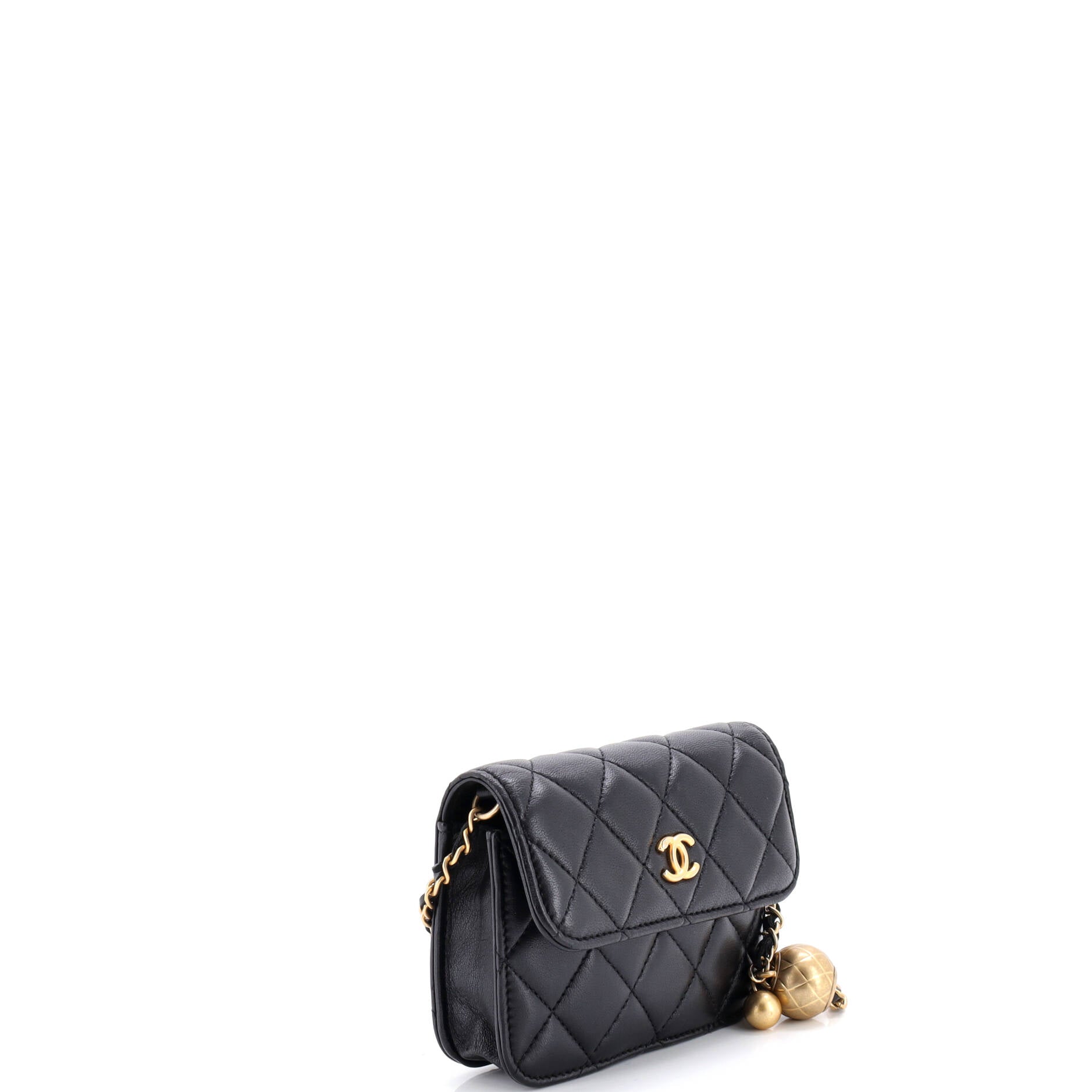 Pearl Crush Flap Clutch with Chain Quilted Lambskin Mini