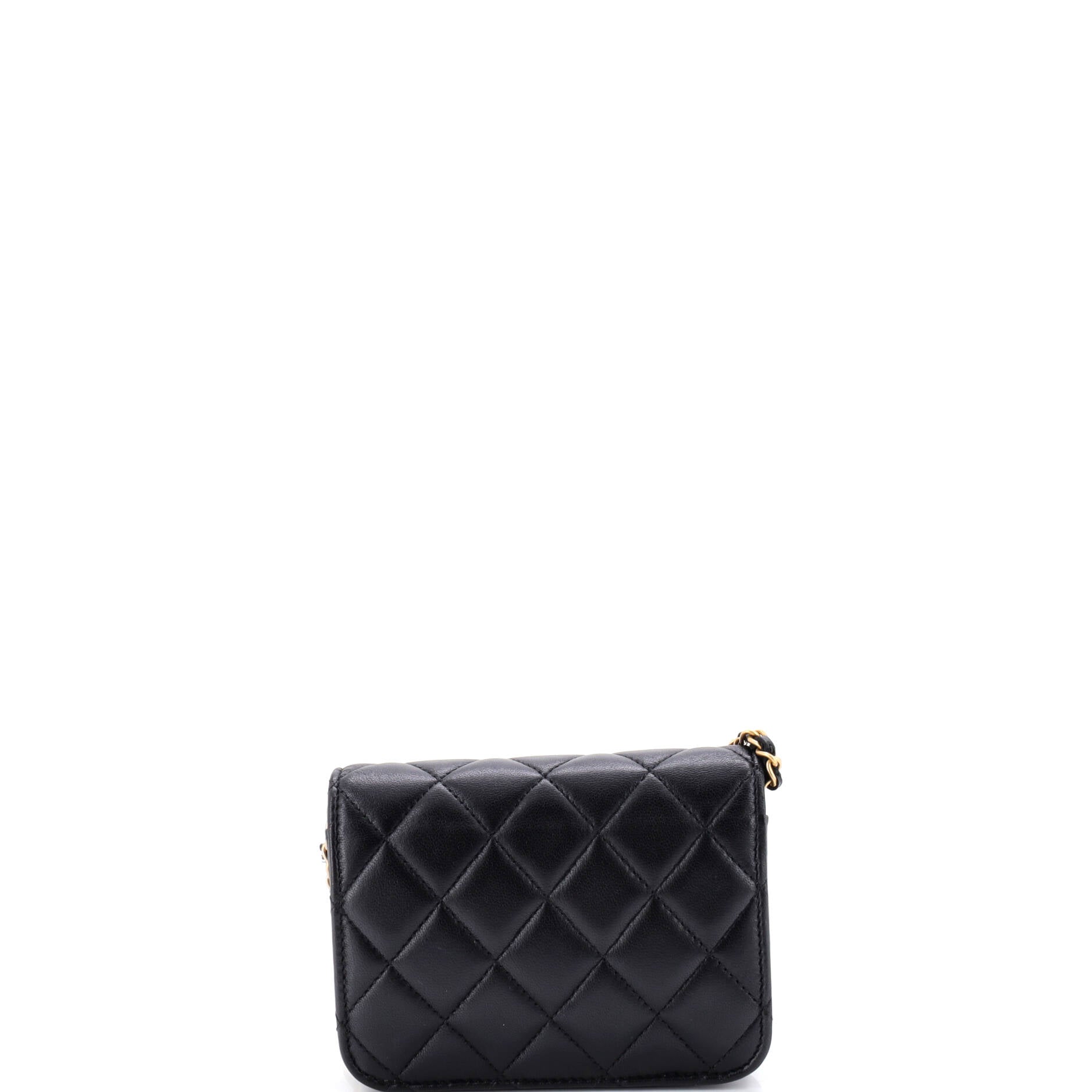 Pearl Crush Flap Clutch with Chain Quilted Lambskin Mini